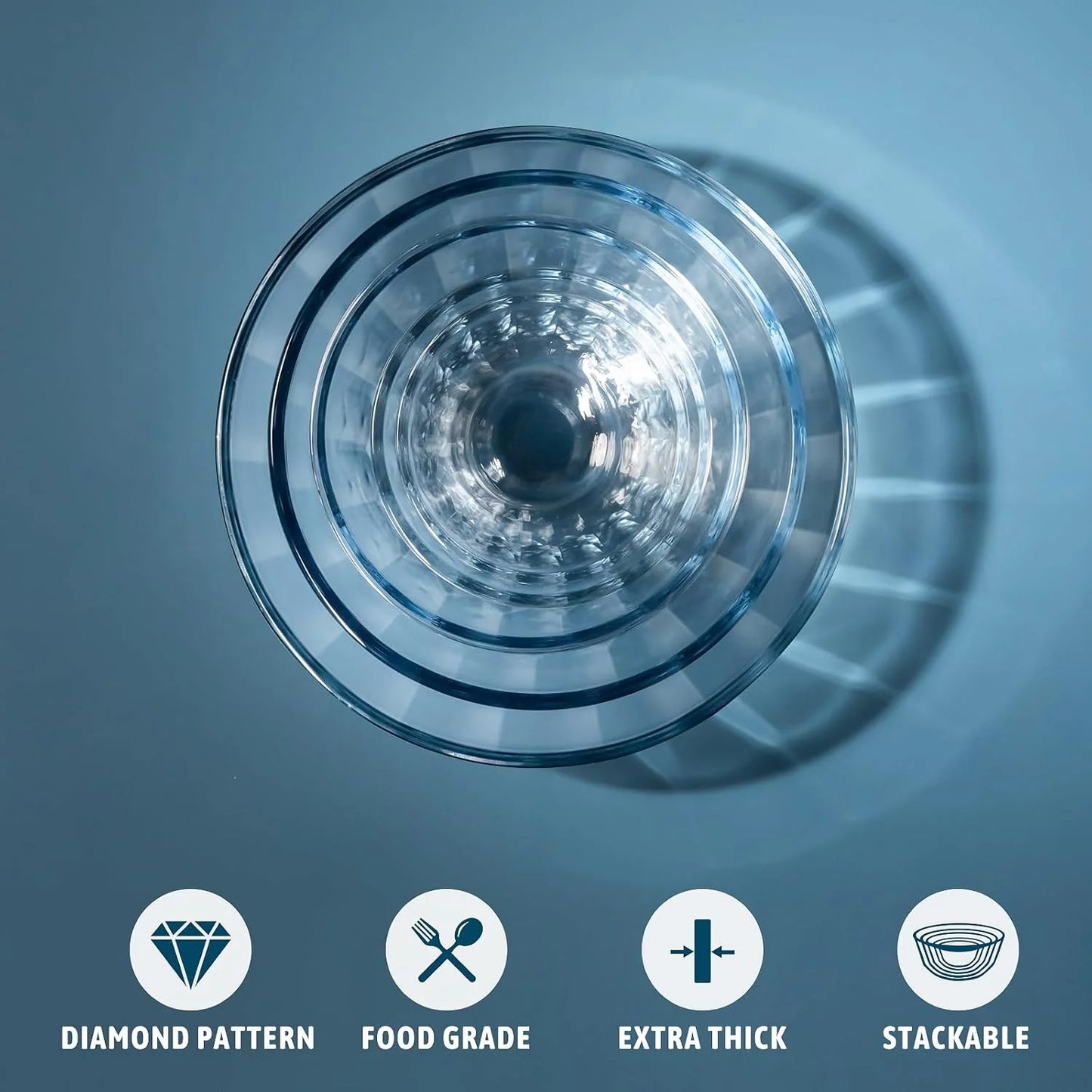 Glass Mixing Bowl Set with Lids, 5-Piece Thick Glass Nesting Bowls for Kitchen Baking, Meal Prep, BPA Free, Dishwasher Safe