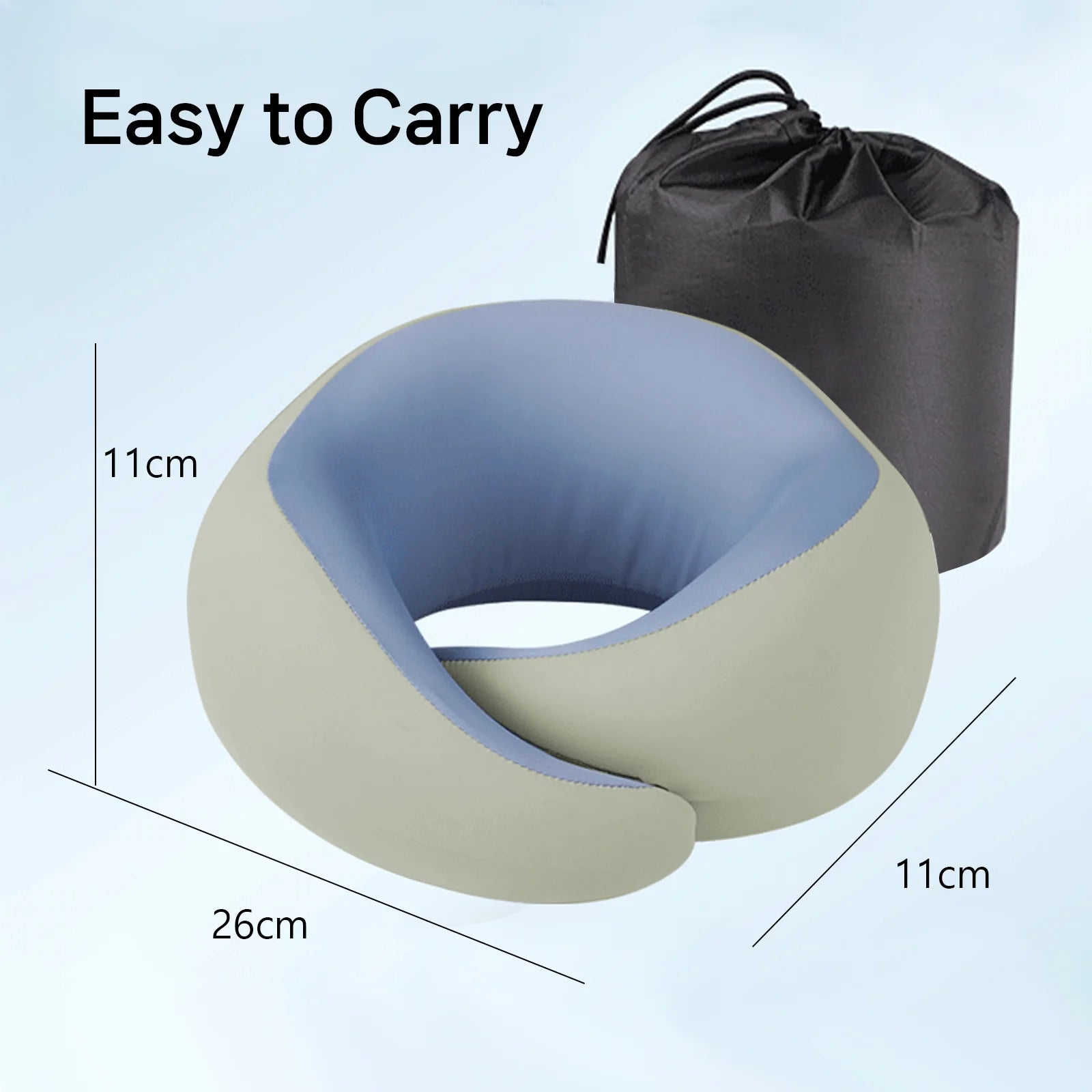 360° Support Memory Foam Travel Pillow with Eye Mask, Earplugs, and Storage Bag for Airplanes, Trains, and Long-Distance Travel