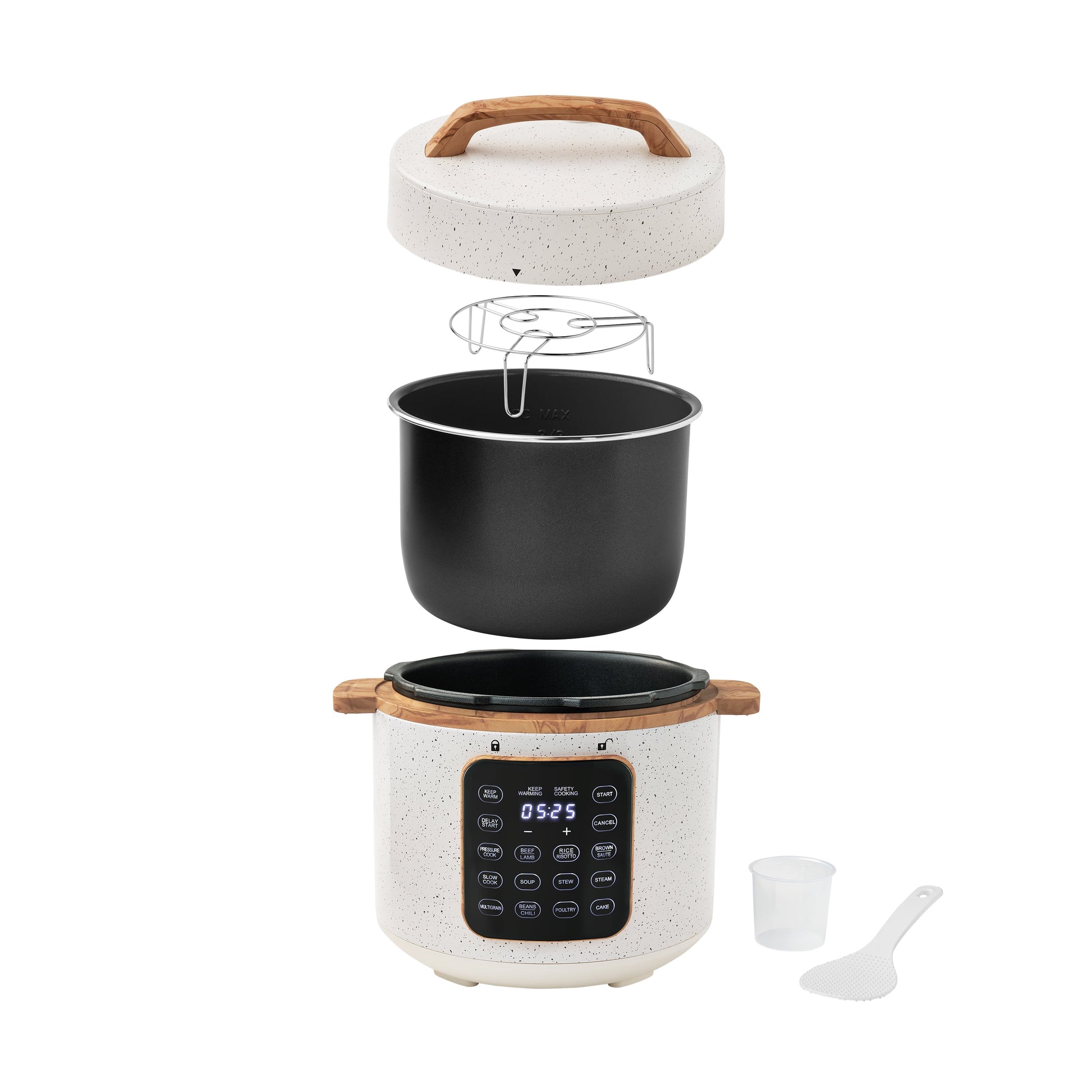 Linen Speckle 6-Quart Pressure Cooker with Touch Control Display
