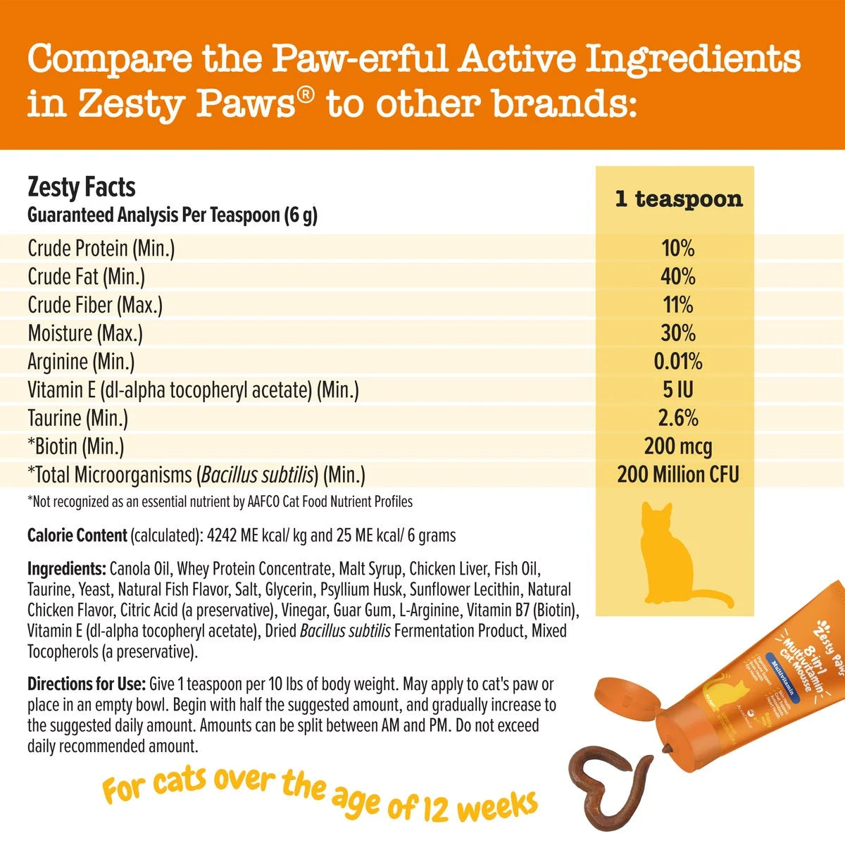 8-In-1 Multivitamin Cat Mousse, for Overall Wellbeing, 3Oz Tube