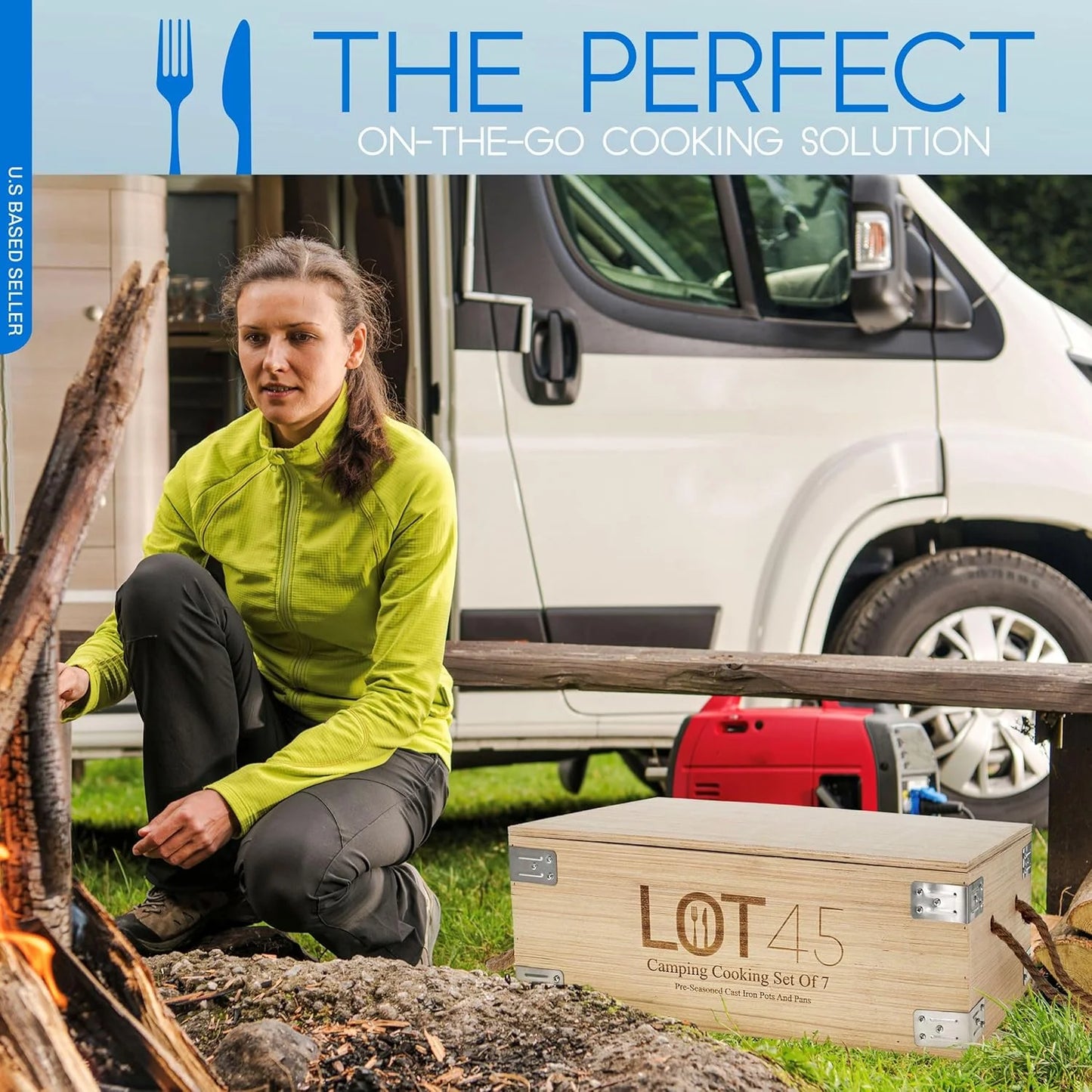 Pre-Seasoned Dutch Oven Camping Cooking Set Cookware - Cast Iron Griddle, 4Qt Dutch Oven, Griddle Pan, Frying Pan, Pre-Seasoned Cast Iron Camping Cooking Set with Storage