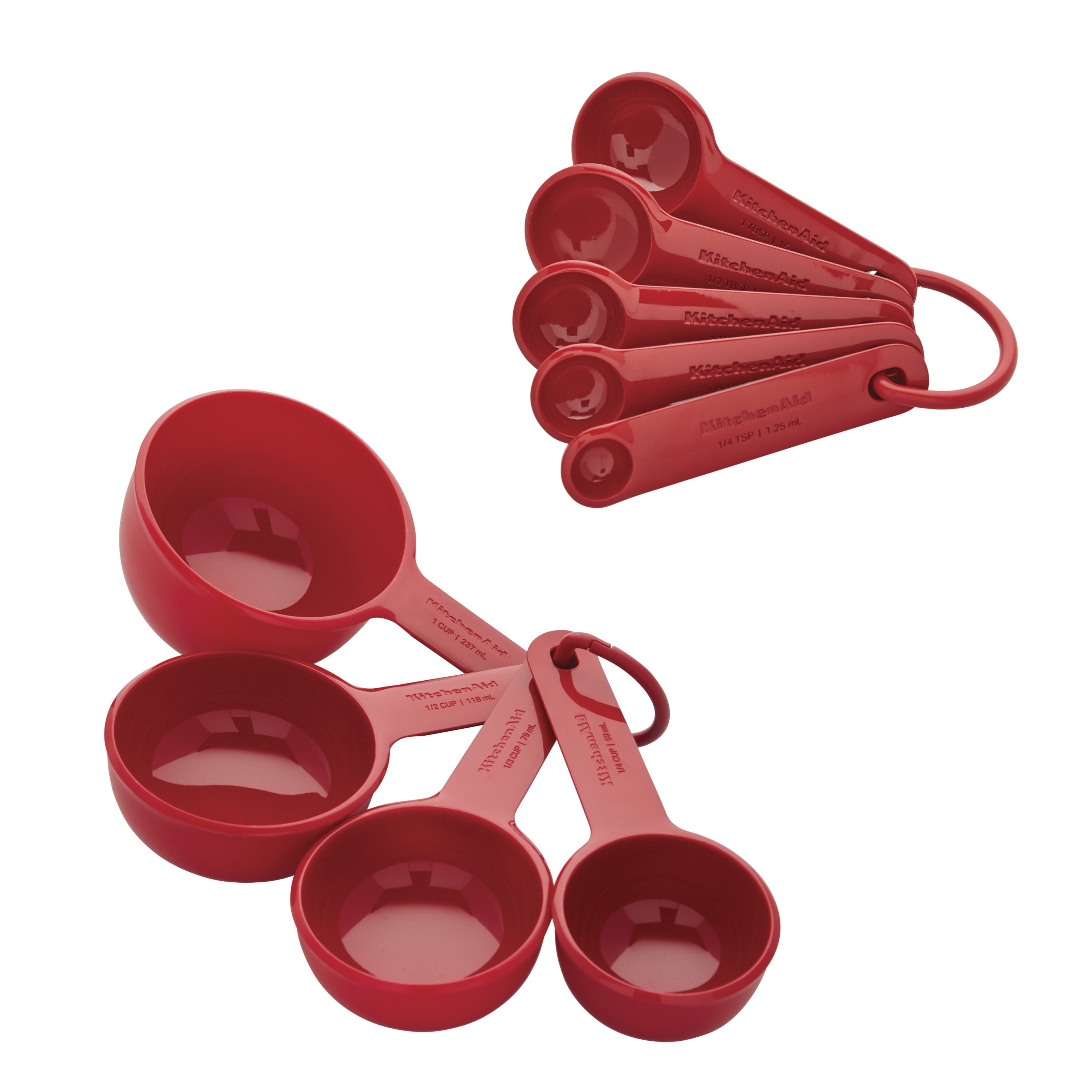KitchenAid 9-Piece Plastic Measuring Cups and Spoons Set, Kitchen Utensil Set, Red - Thumbnail 4