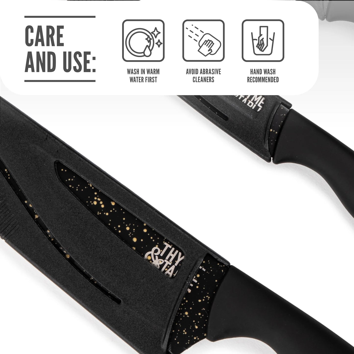 Non-Stick Coated High Carbon Stainless Steel Speckled Kitchen Knives, 3 Piece Set