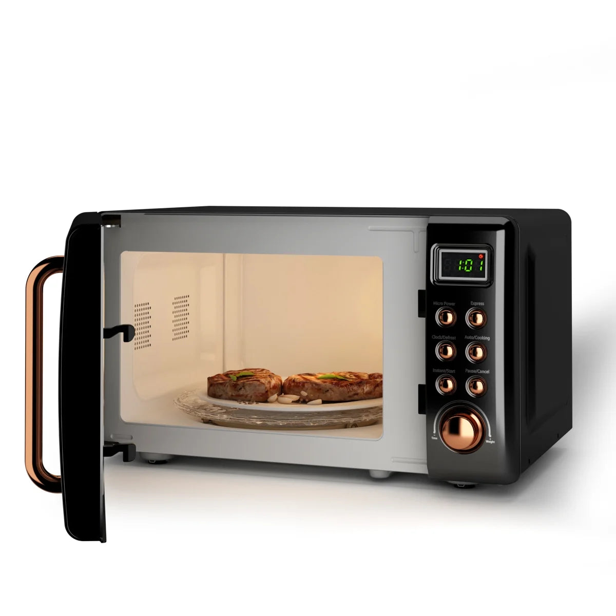 0.7 Cu. Ft. Retro Countertop Microwave Oven with 700W Power, LED Display, Glass Turntable in Rose Gold
