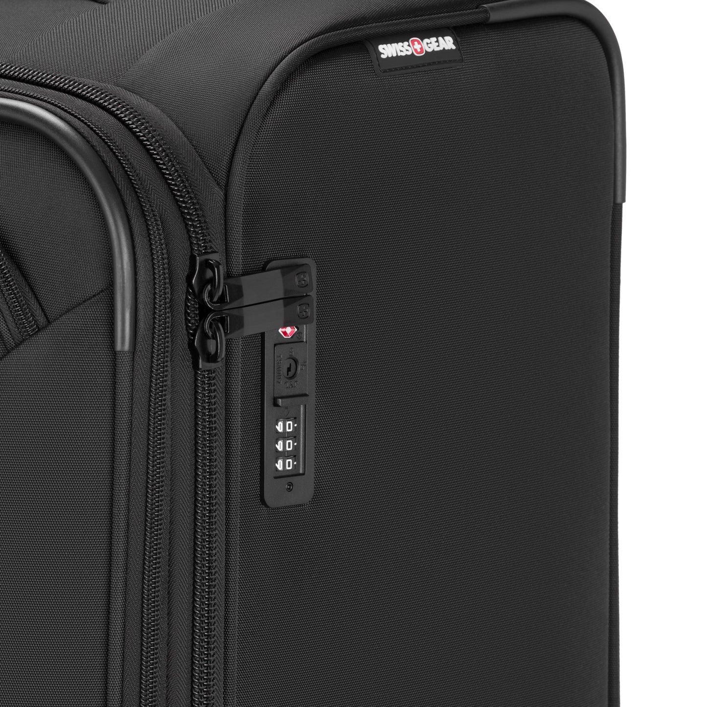 Stride Expandable Large Checked Spinner Suitcase, Black, 8-Wheel Design with Integrated TSA Lock