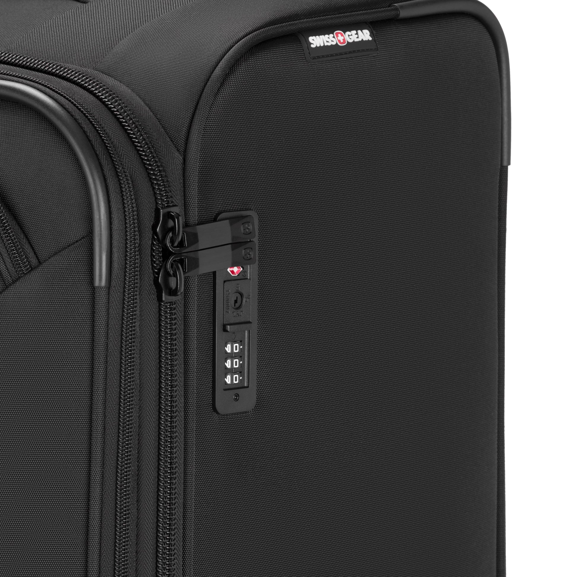 Stride Expandable Large Checked Spinner Suitcase, Black, 8-Wheel Design with Integrated TSA Lock