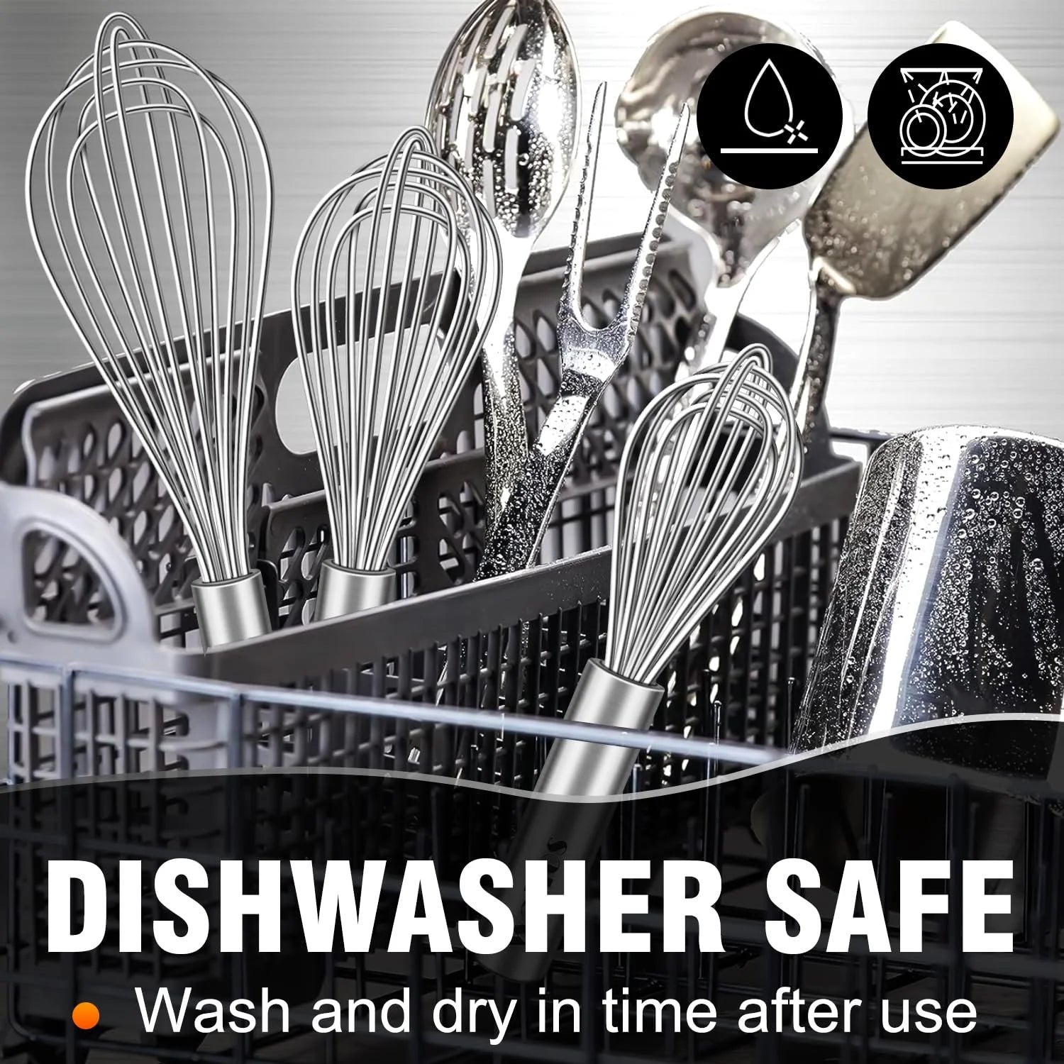 Whisk,304 Stainless Steel Whisk,No-Rust 7+9+11Inch Whisks for Cooking Nice for Blending,Whisking,Beating.Heat Resistant 600°F Dishwasher Safe. Heavy Duty Kitchen Whisk.17.7+22.8+27.9Cm -SILVER