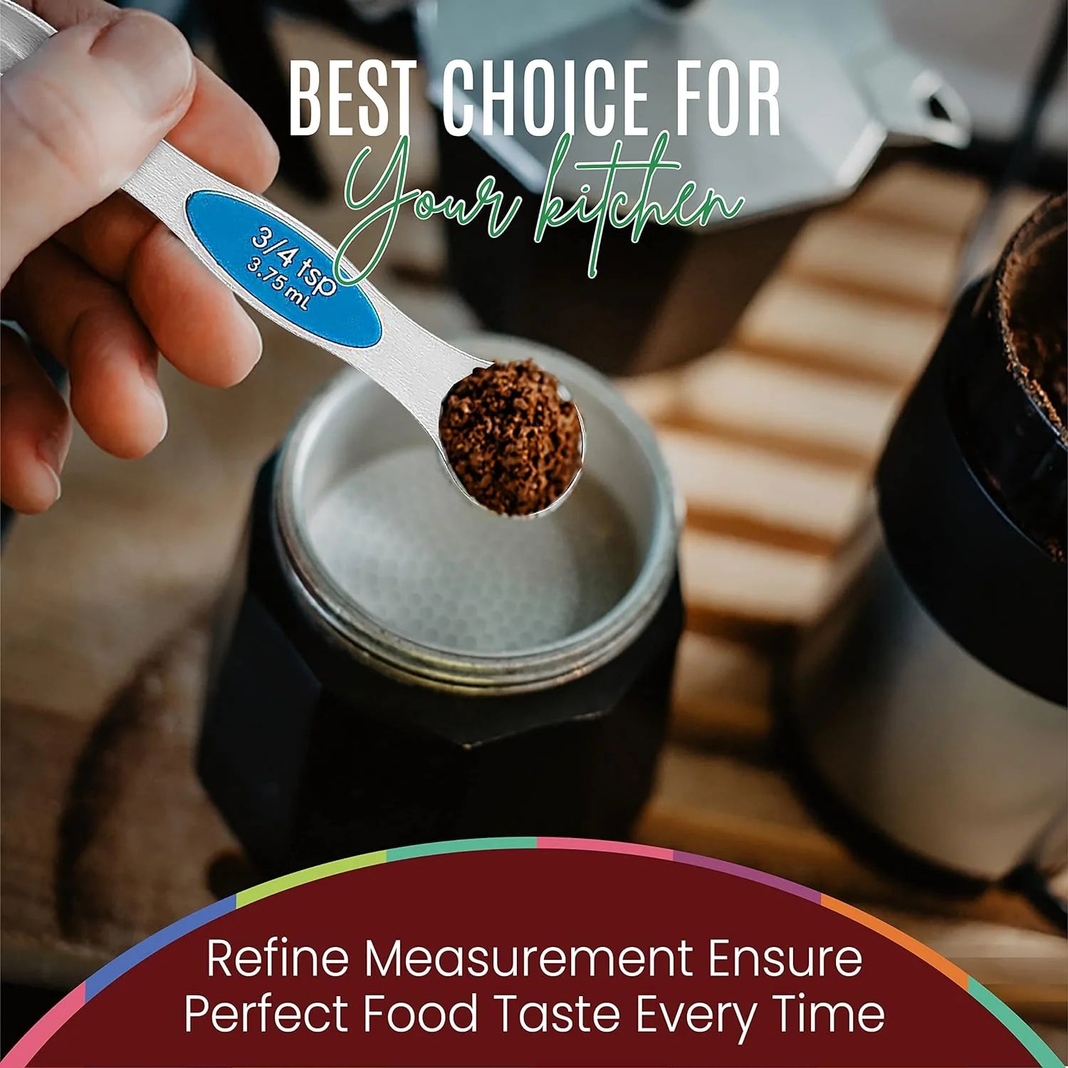 Magnetic Measuring Spoons 9-Pcs, Stainless Steel, Stackable, Measuring Teaspoon Set