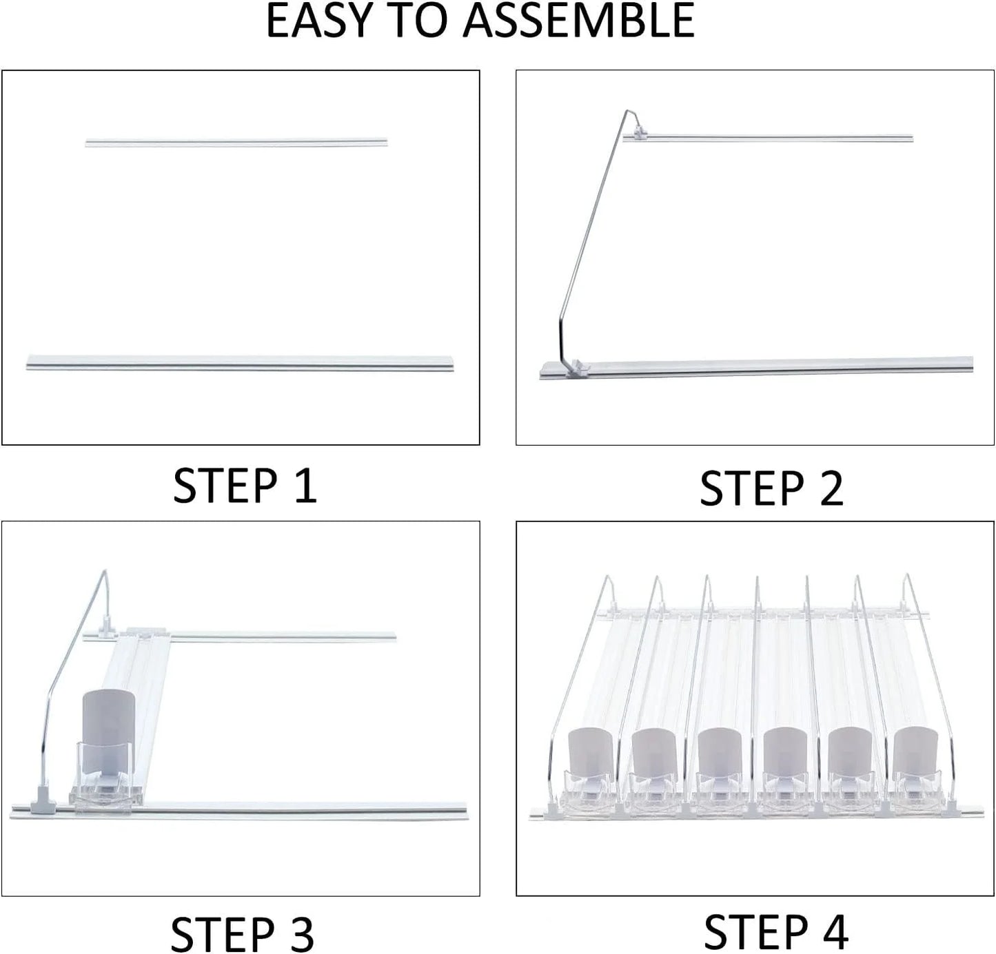 Drink Organizer for Fridge, Fridge Organizer Automatic Pusher Glide Width Storage 25 Cans (White)