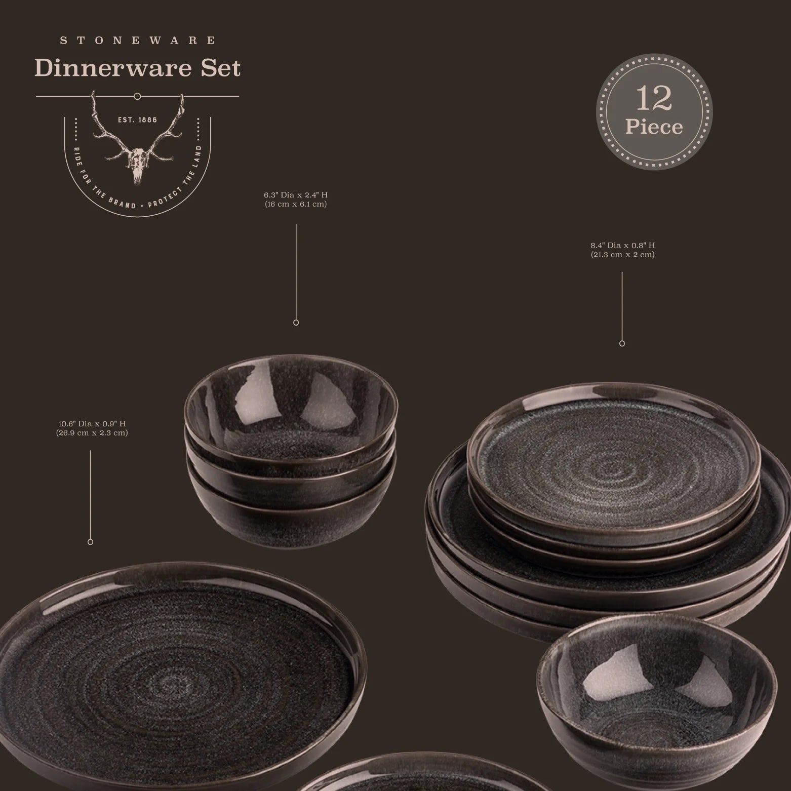Rip 12-Piece Ceramic Dinnerware Set