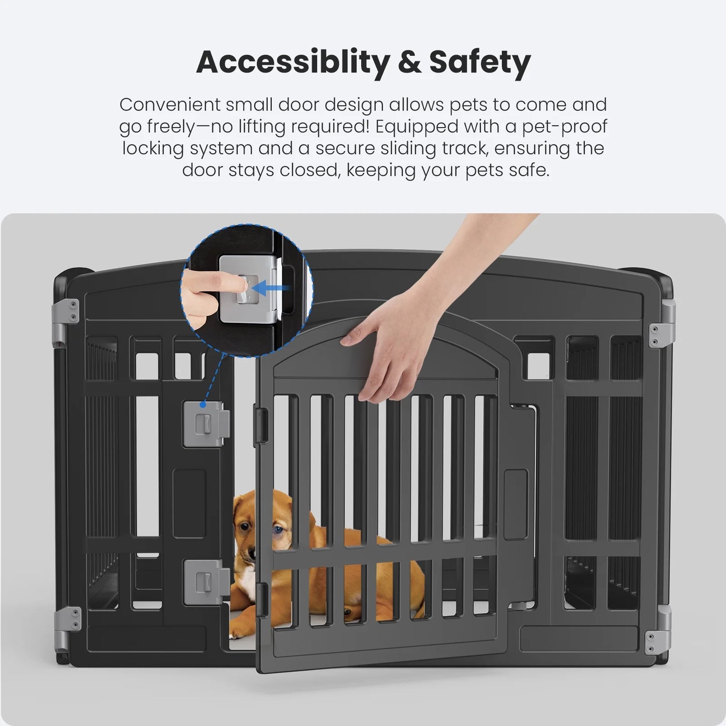 24-Inch Plastic Dog Playpen, 4-Panel Pet Fence for Small Dogs, Black