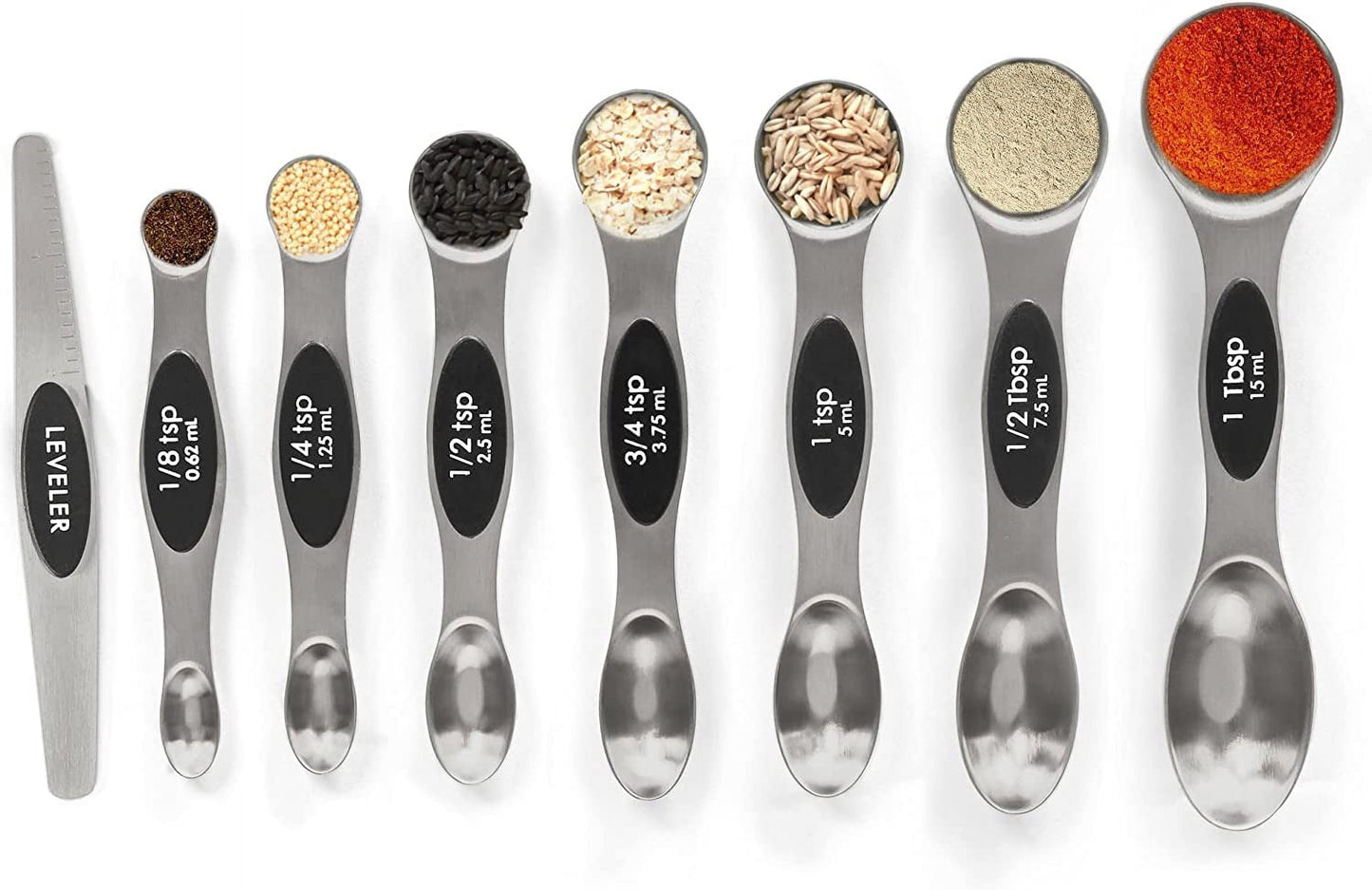 Magnetic Measuring Spoons Set Stainless Steel with Leveler-9Pcs Multicolors Measuring Cups Set for Baking, Measuring Cups and Spoon Set Kitchen Gadgets Apartment Essentials Fits in Spice Jars