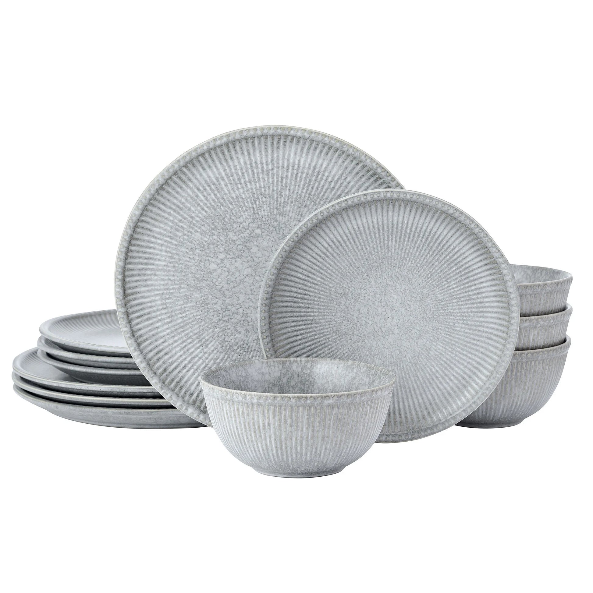 Stone 12-Piece Gray Dinnerware Set