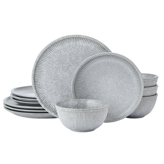 Stone 12-Piece Gray Dinnerware Set