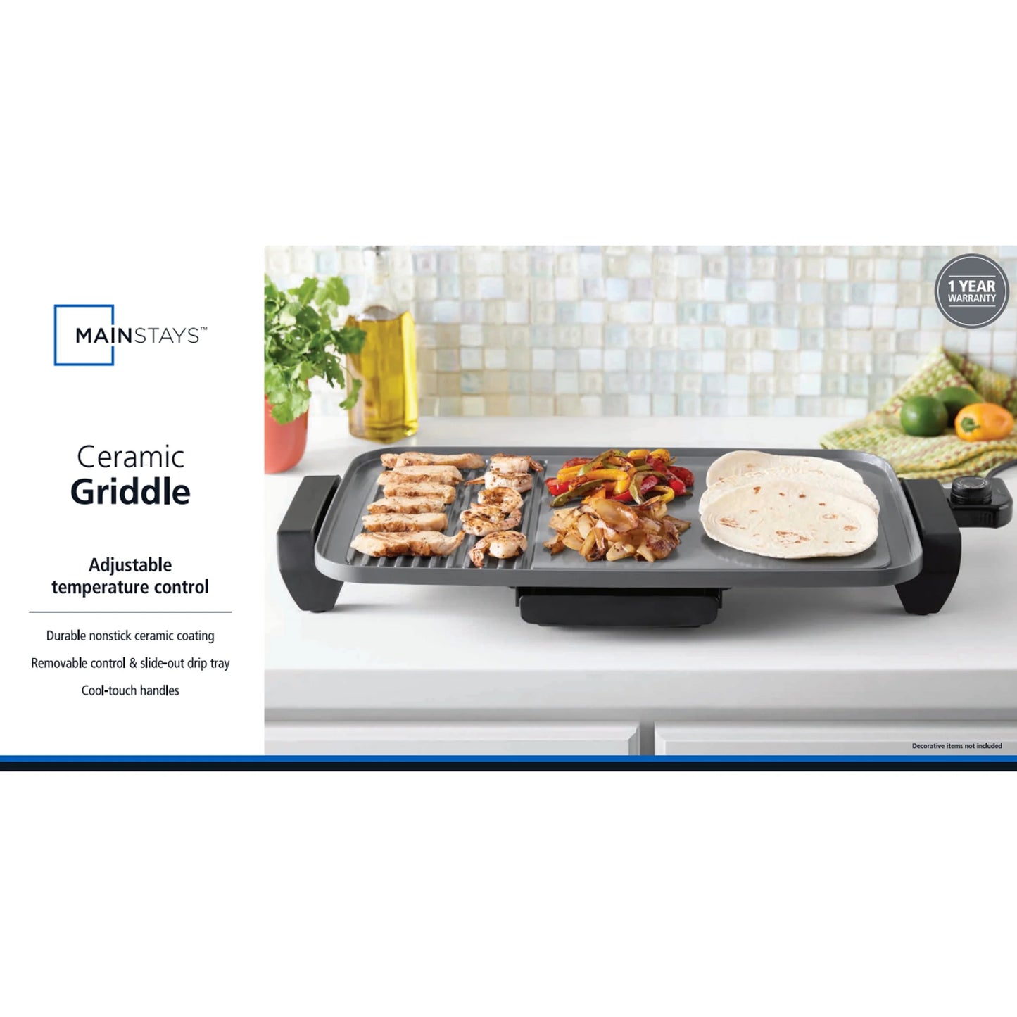 plus 12"X20" Electric Ceramic Griddle, Nonstick, 1500 Watts, Temperature Control
