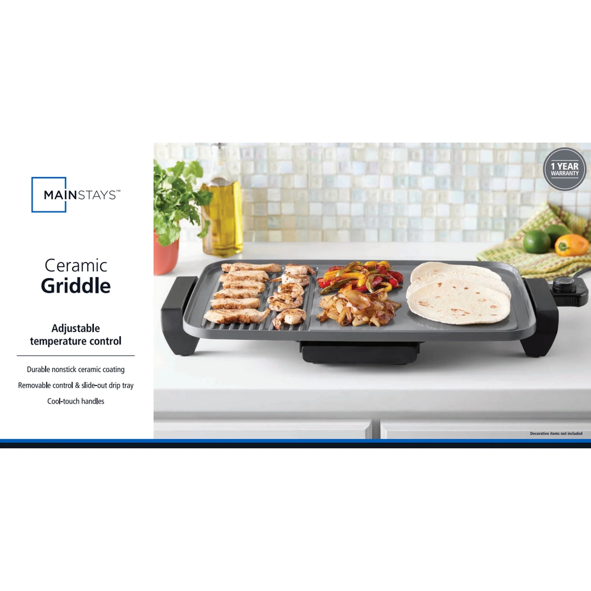plus 12"X20" Electric Ceramic Griddle, Nonstick, 1500 Watts, Temperature Control