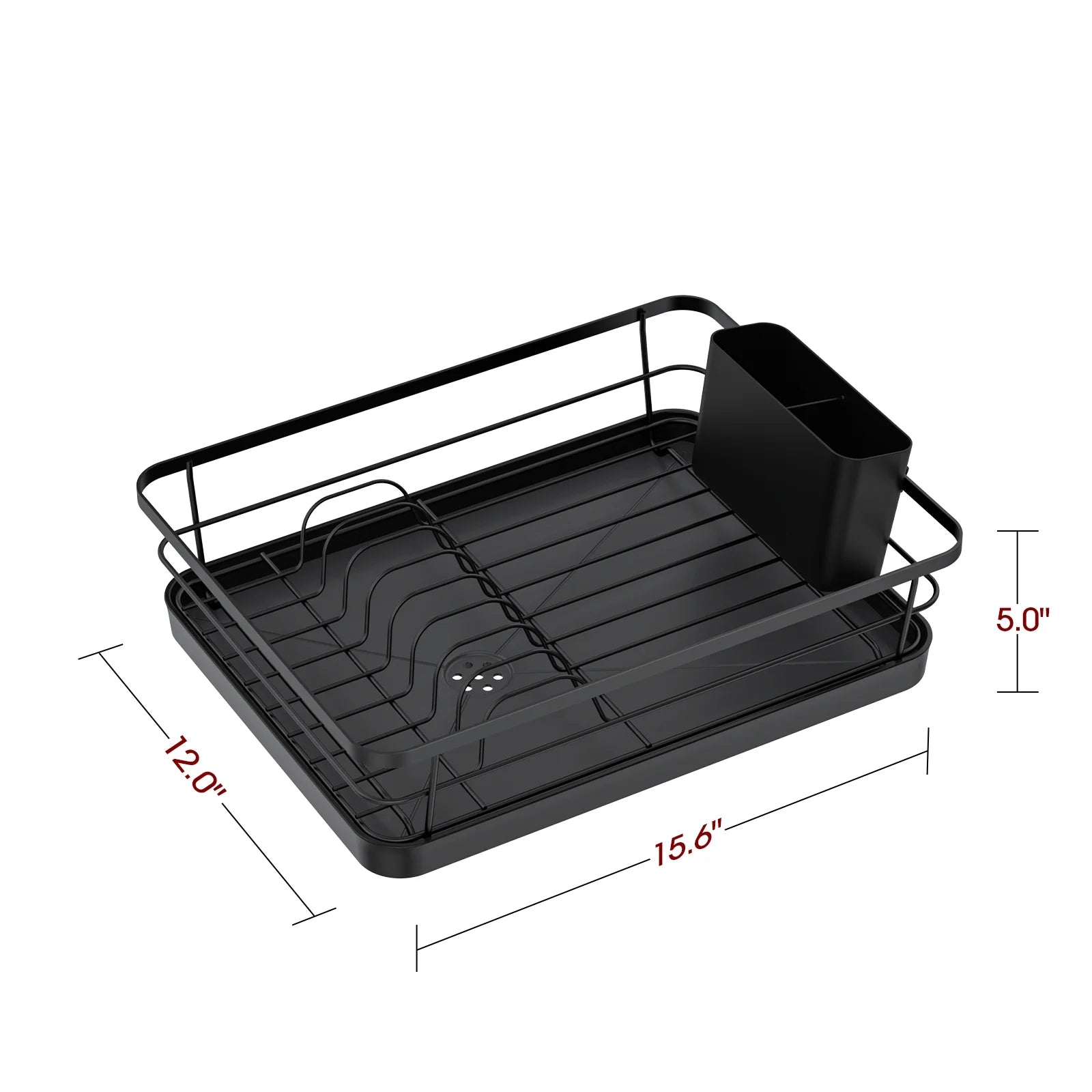 Dish Drying Rack, Compact Dish Racks for Kitchen Counter, Black