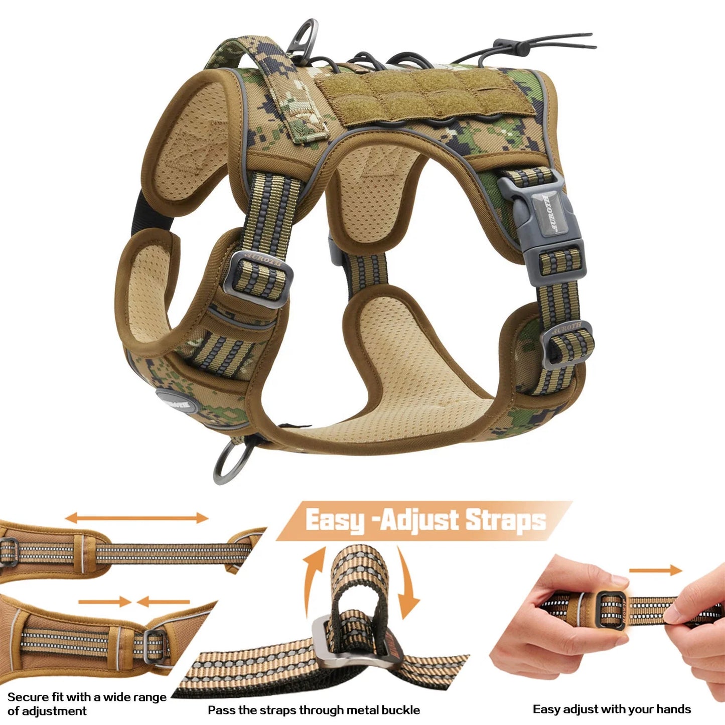 No-Pull Dog Harness for Large Breeds, Front Clip Design, Reflective Soft Padded Vest with Control Handle, Adjustable and Easy-On Harness for Training