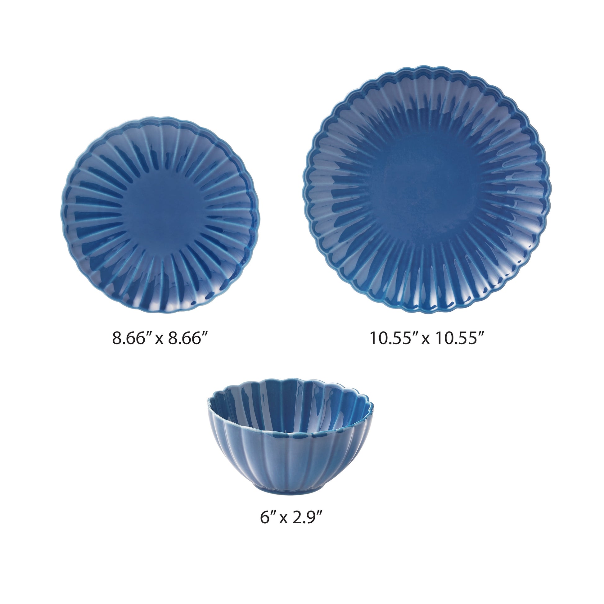 Colette 12-Piece Stoneware Dinnerware Set, Blue