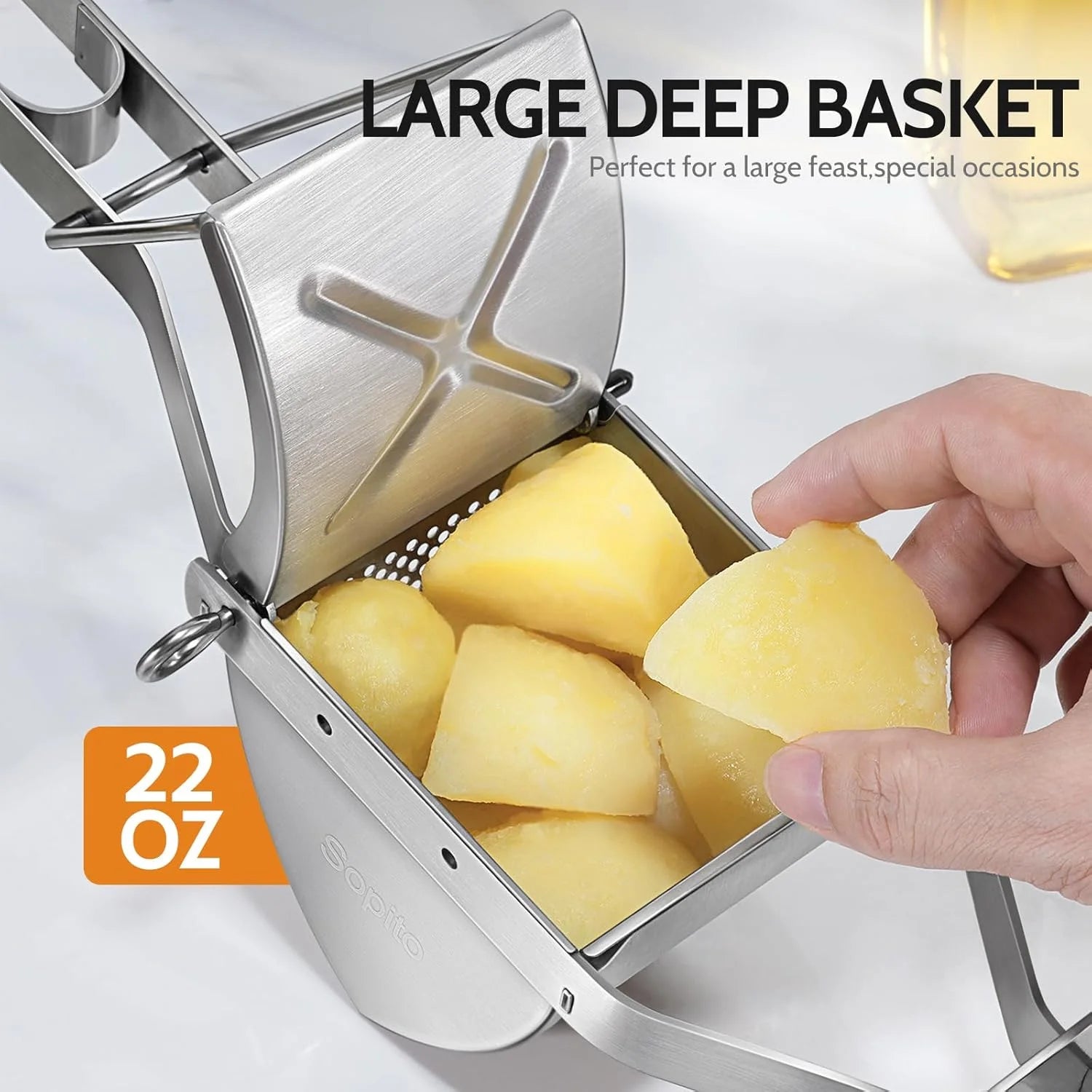 Potato Ricer, Stainless Steel Non-Slip Grip Potato Masher for Commercial and Home Use 11.5" X 3.2" X 4"