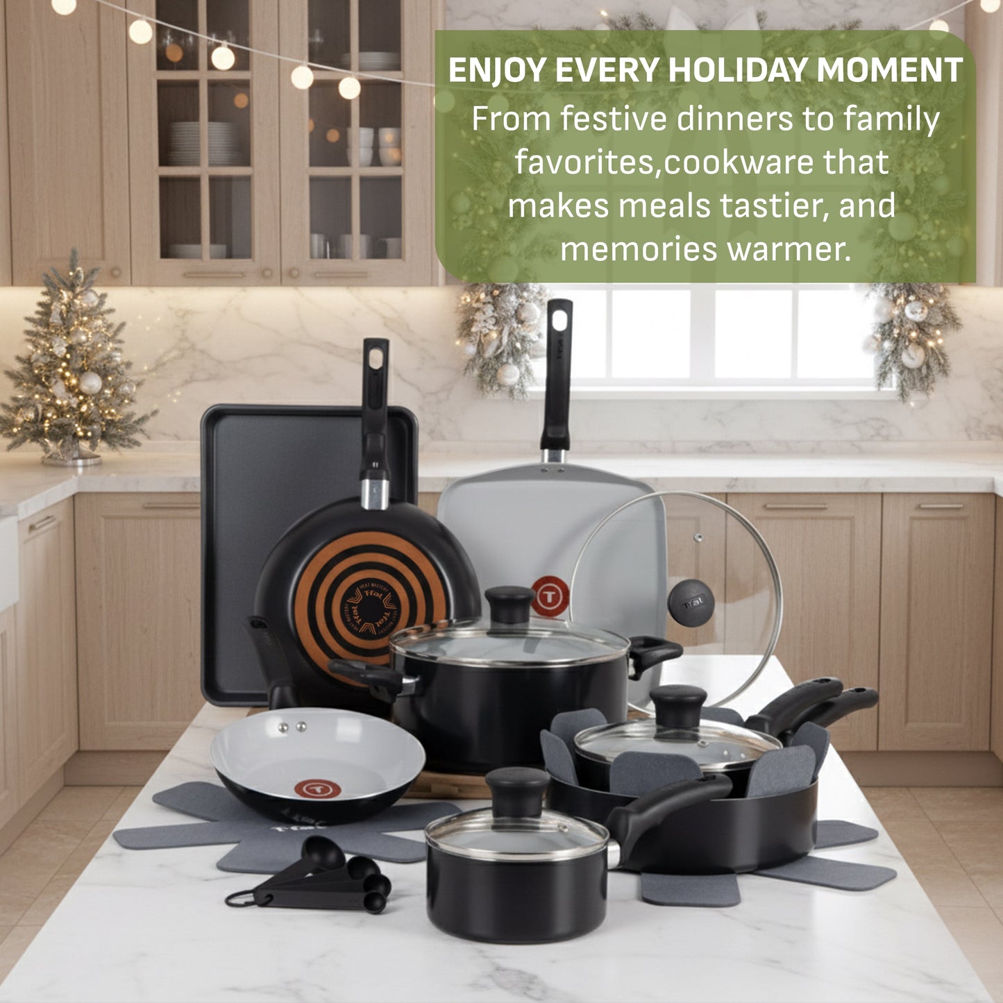 Kitchen Solutions 22-Piece Ceramic Cookware Set in Black