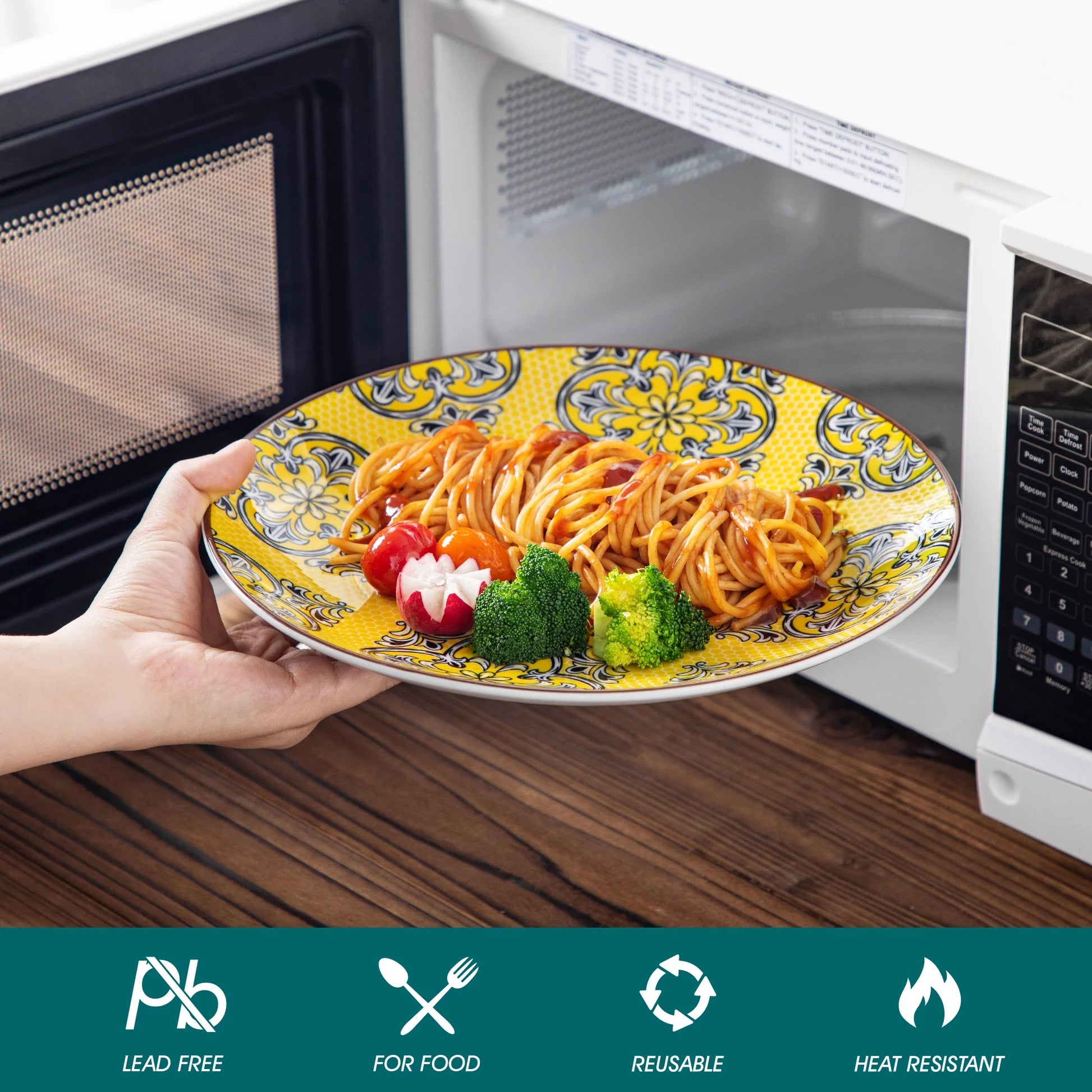 Malacasa 12 Pcs Dinnerware Sets, Ceramic Plates and Bowls Set, Porcelain Tableware Dishwasher Microwave Safe, Serves for 4 People, Colorful 1