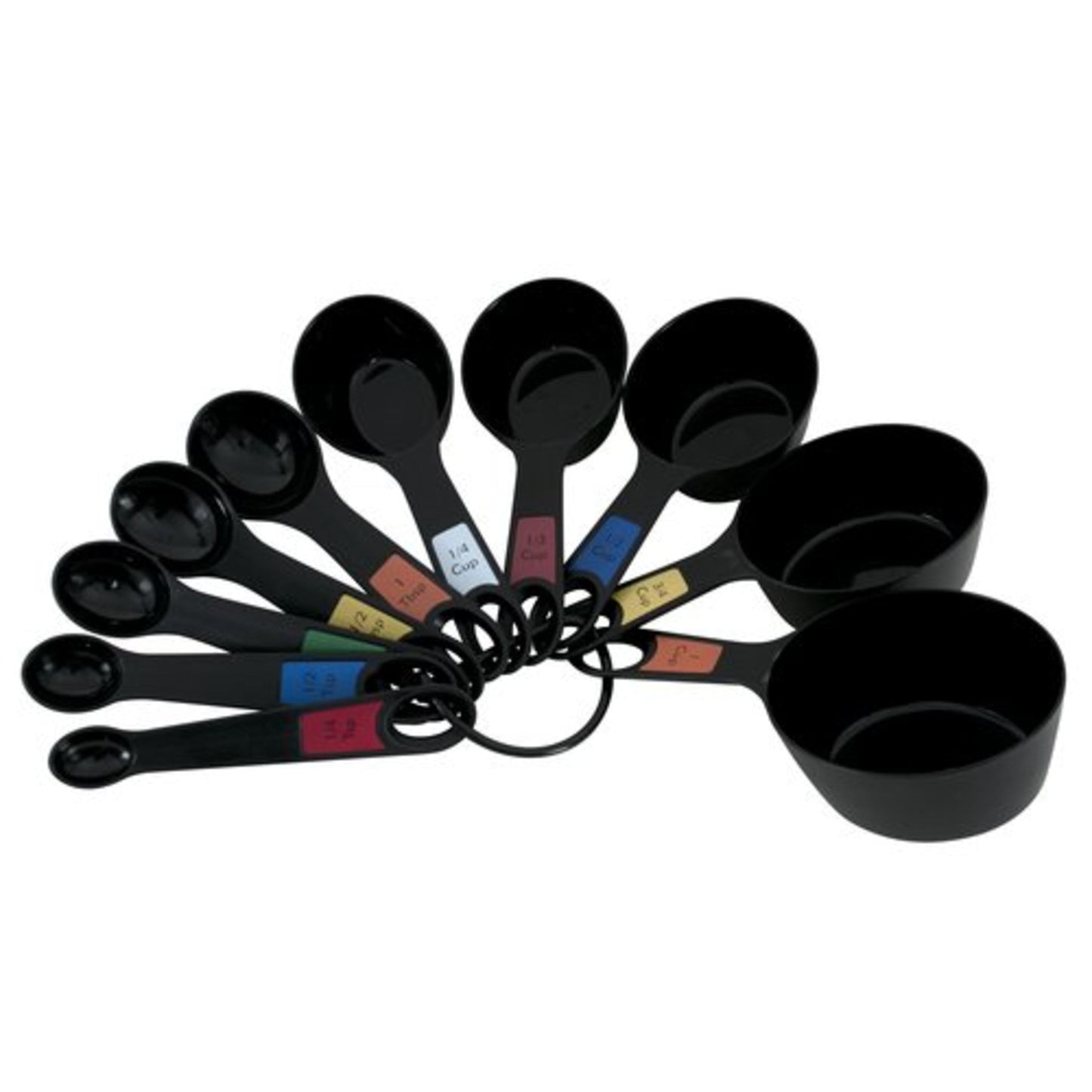 Professional 10 Piece Plastic Nesting Measuring Cup and Spoon Set Black
