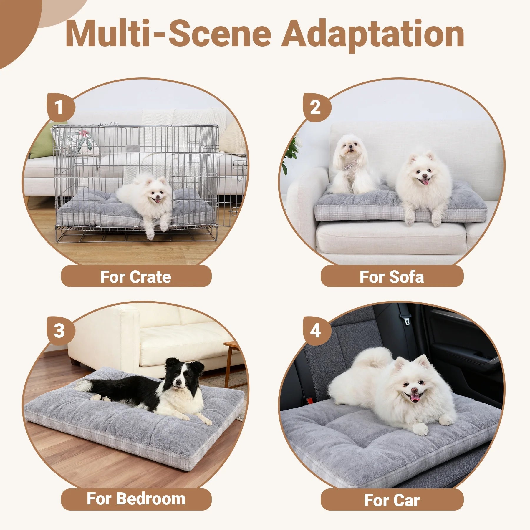 35-Inch Washable Dog Bed for Large Breeds with Anti-Slip Base and Durable Zipper, Ideal Pet Pad for Crates and Large Puppies