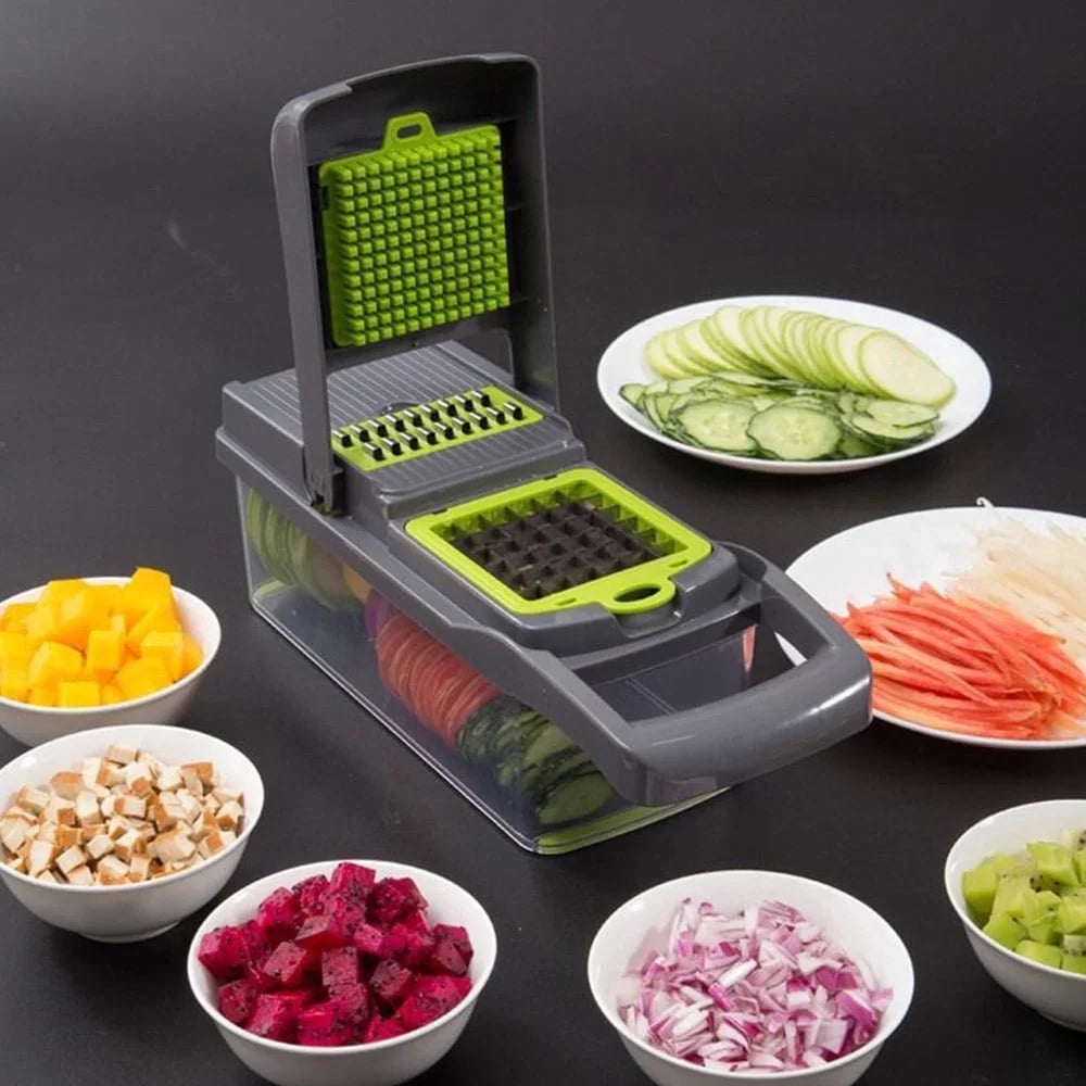 14-in-1 Multifunctional Vegetable Chopper with 8 Blades and Container