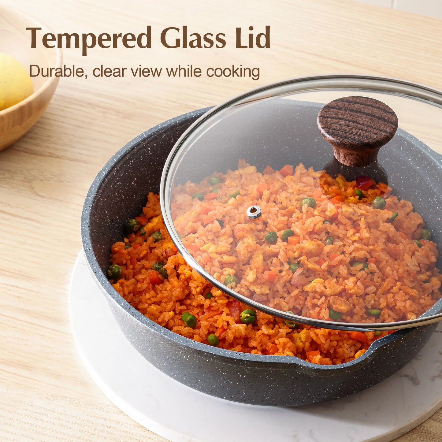 10-Piece Healthy Nonstick Cookware Set with Pot Protectors, Induction-Compatible Gray Cookware Set