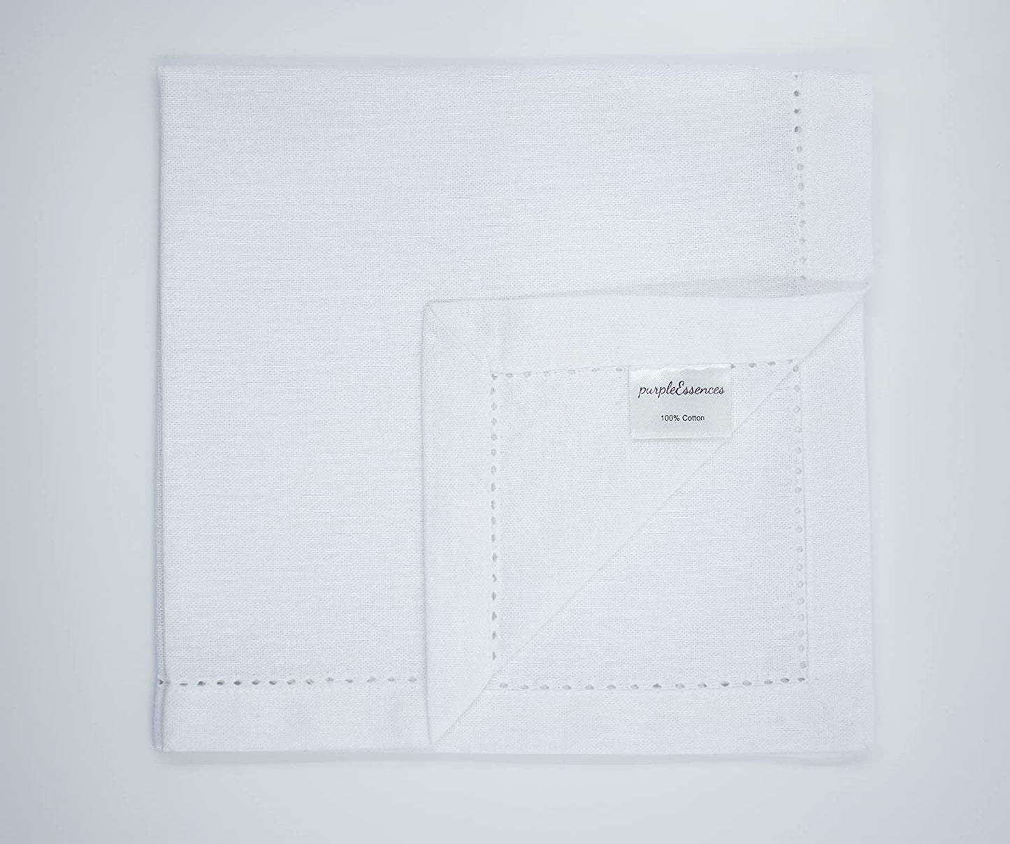 12 Hemstitch Cotton Dinner Napkins - Soft, Durable, Washable | 18X18 - White