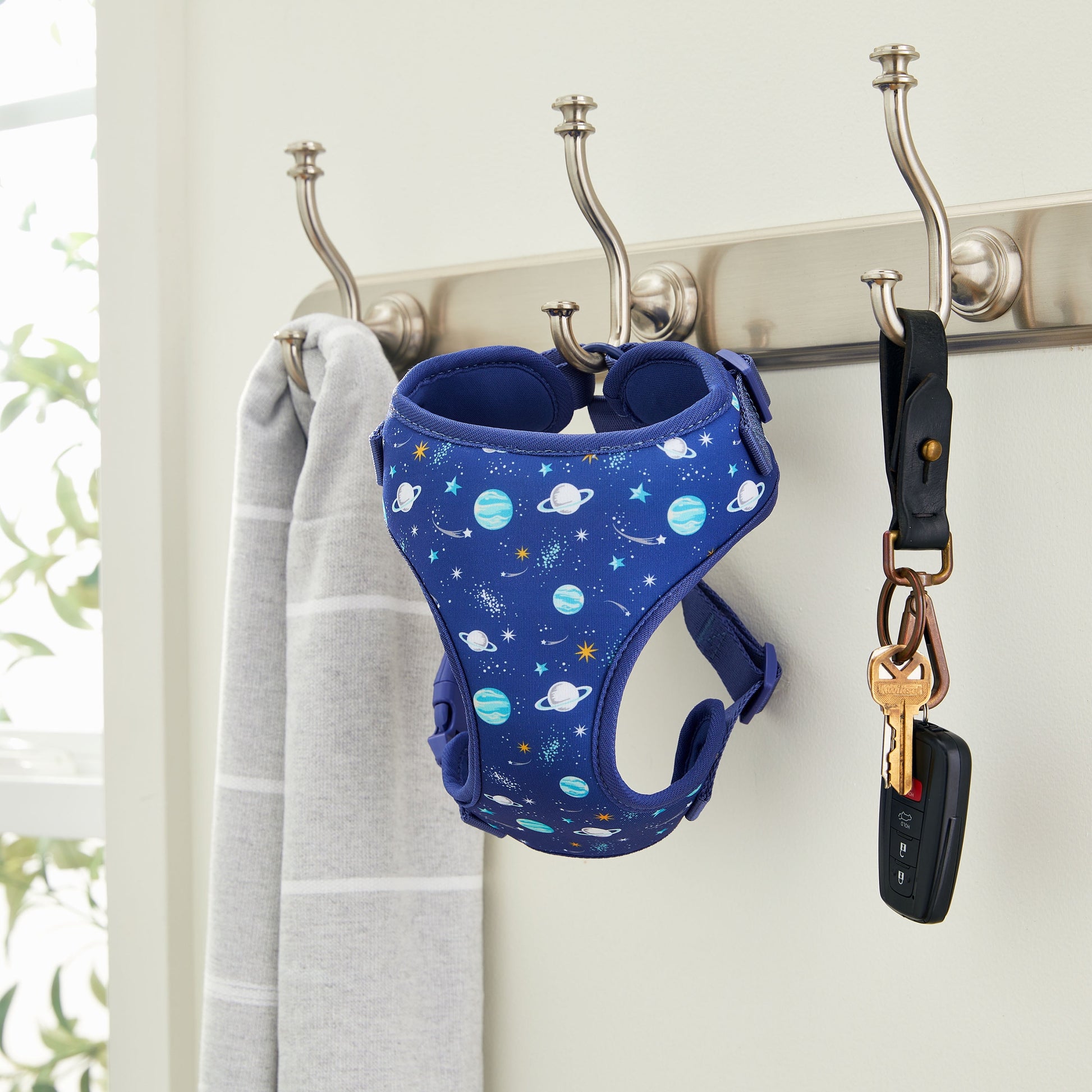 Adjustable Dog Harness for Space Adventures, Blue, Small, Made of Polyester and Spandex