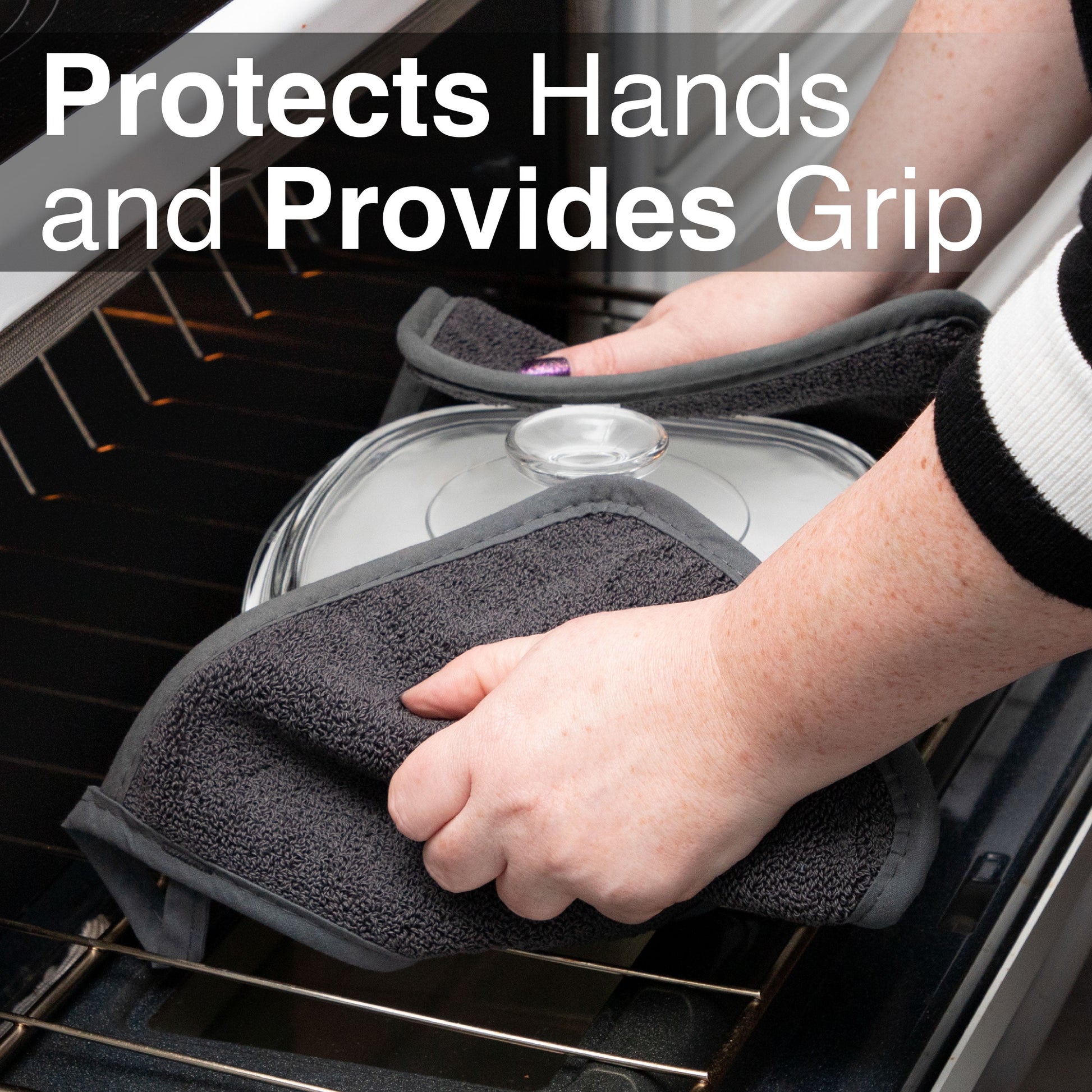 4-Pack Terry Pot Holder Set, Graphite