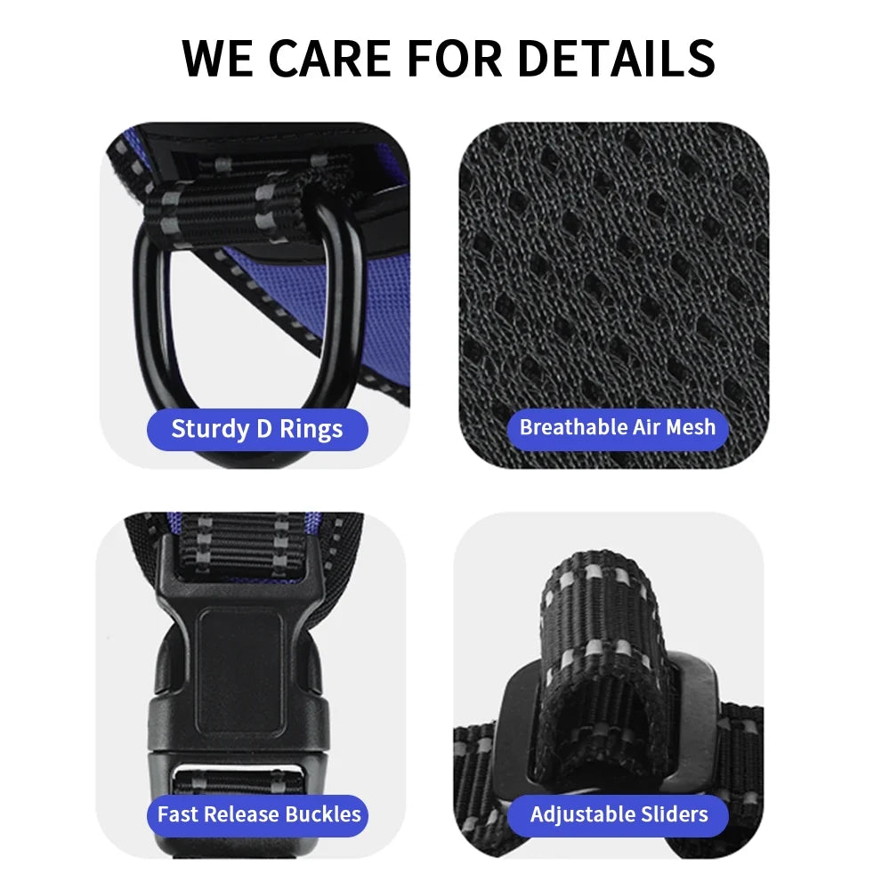 Reflective No-Pull Dog Harness with Handle, Breathable & Adjustable for Small Dog Blue XS