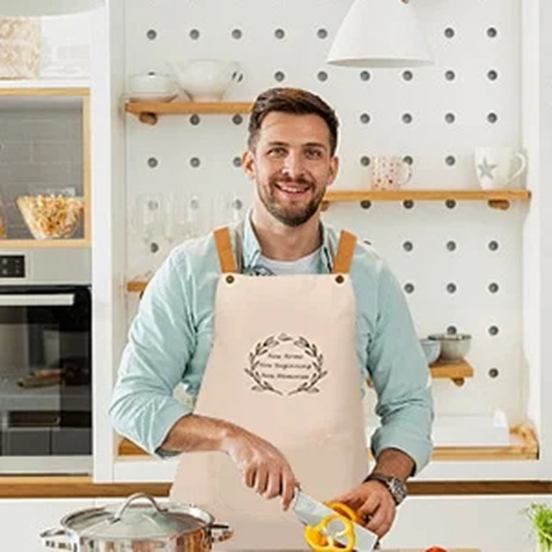 11 Pcs Housewarming Gifts Basket with Apron, Gloves, Serving Board, Beige