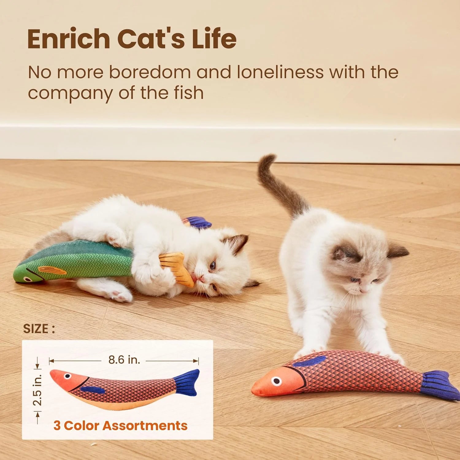 Cat Toys Saury Fish, 3 Pack Catnip Toys Crinkle Sound Soft and Durable, Interactive Cat Kicker Toys for Indoor Kitten Exercise 9.4 Inches for All Breeds