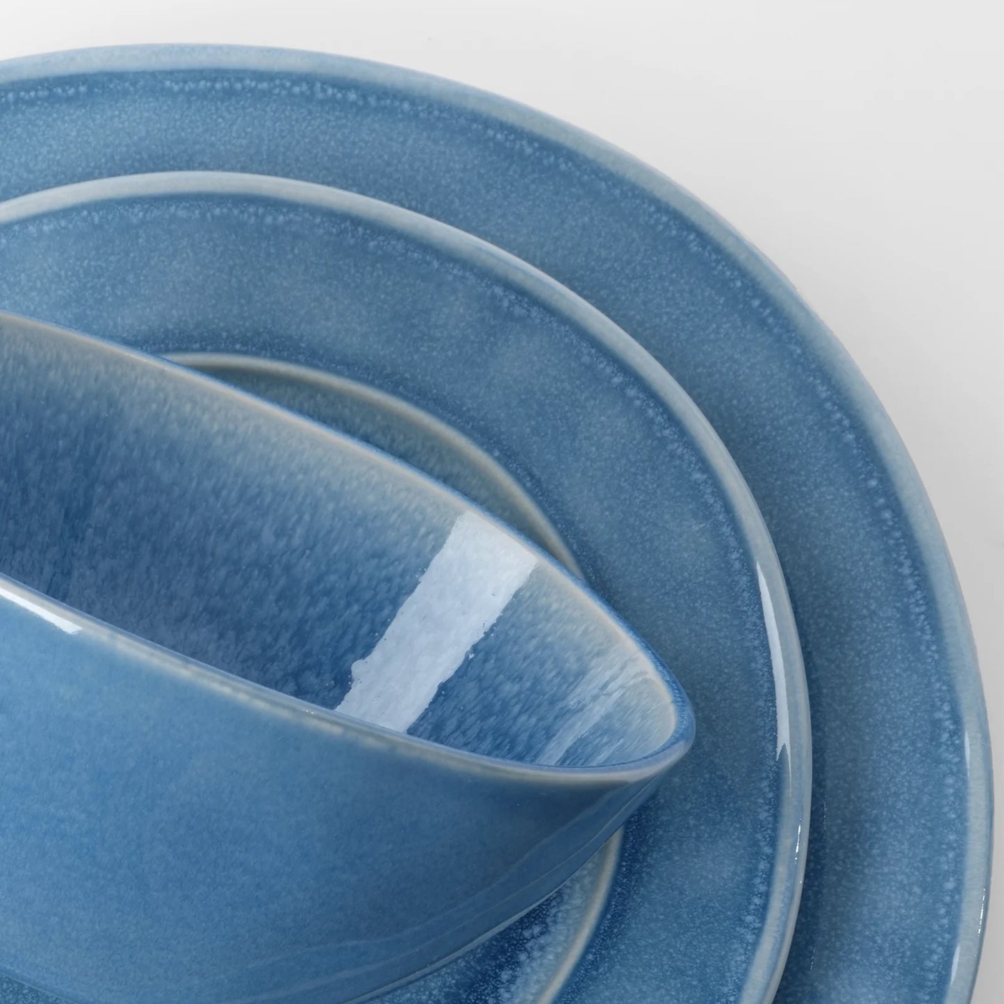 Aurora 12 Piece Dinnerware Set, Stoneware Plates and Bowls Set, Service for 4, Lagoon Blue