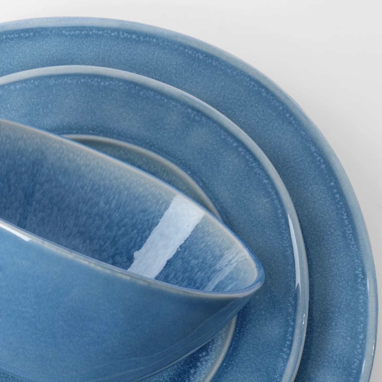 Aurora 12 Piece Dinnerware Set, Stoneware Plates and Bowls Set, Service for 4, Lagoon Blue