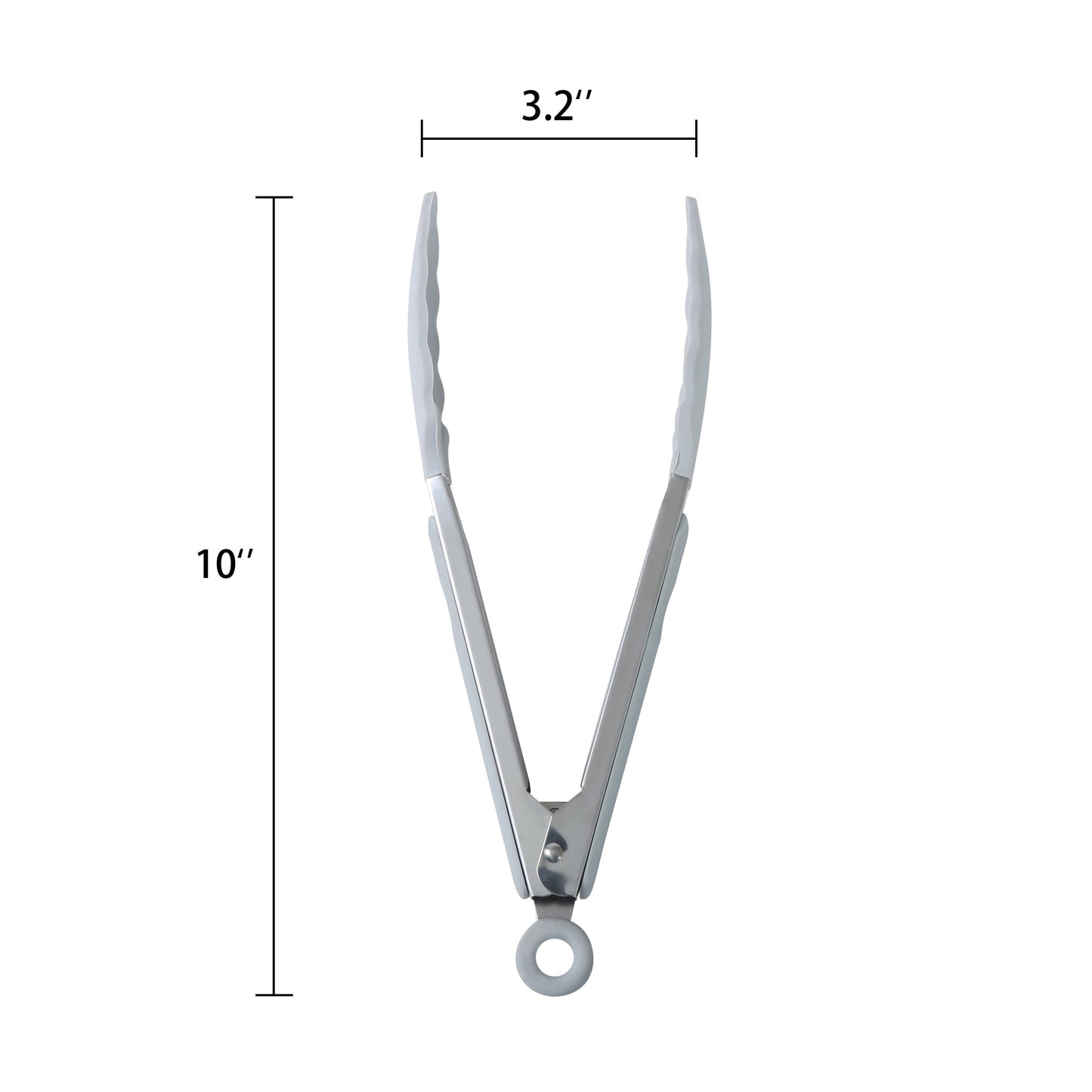 9" Stainless Steel and Silicone Locking Tongs, Soft Grip Handle, Grey Flannel
