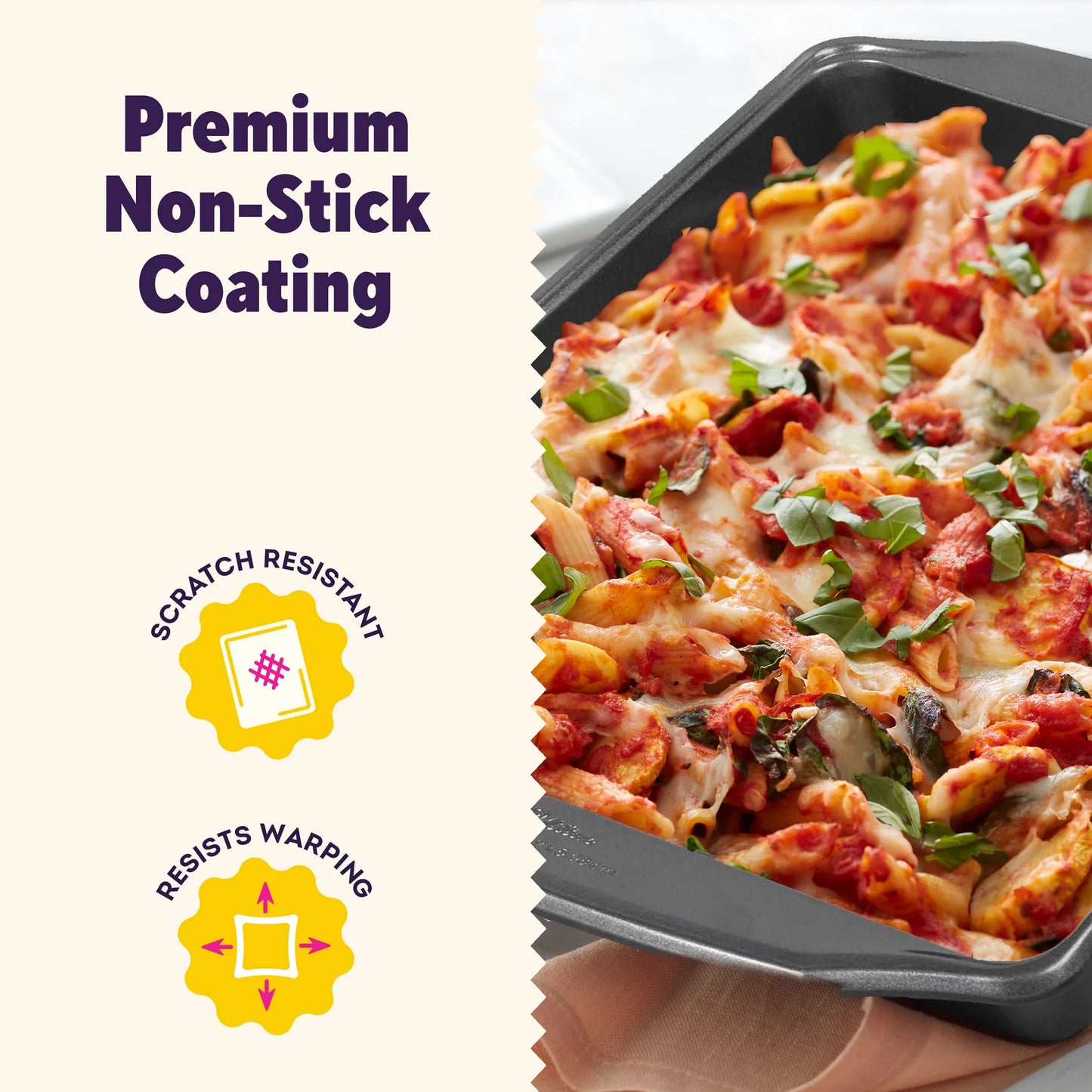 Premium Steel Non-Stick Lasagna Baking Pan 14.5" X 11" X 2" Roasting Casserole Baking Dish, Packaging May Vary