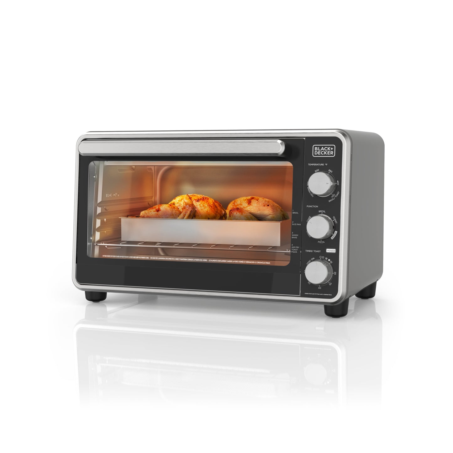 Black + Decker Crisp 'N Bake PRO 6-Slice Air Fry Toaster Oven with Basket, Pan, Rack & Tray, Stainless Steel