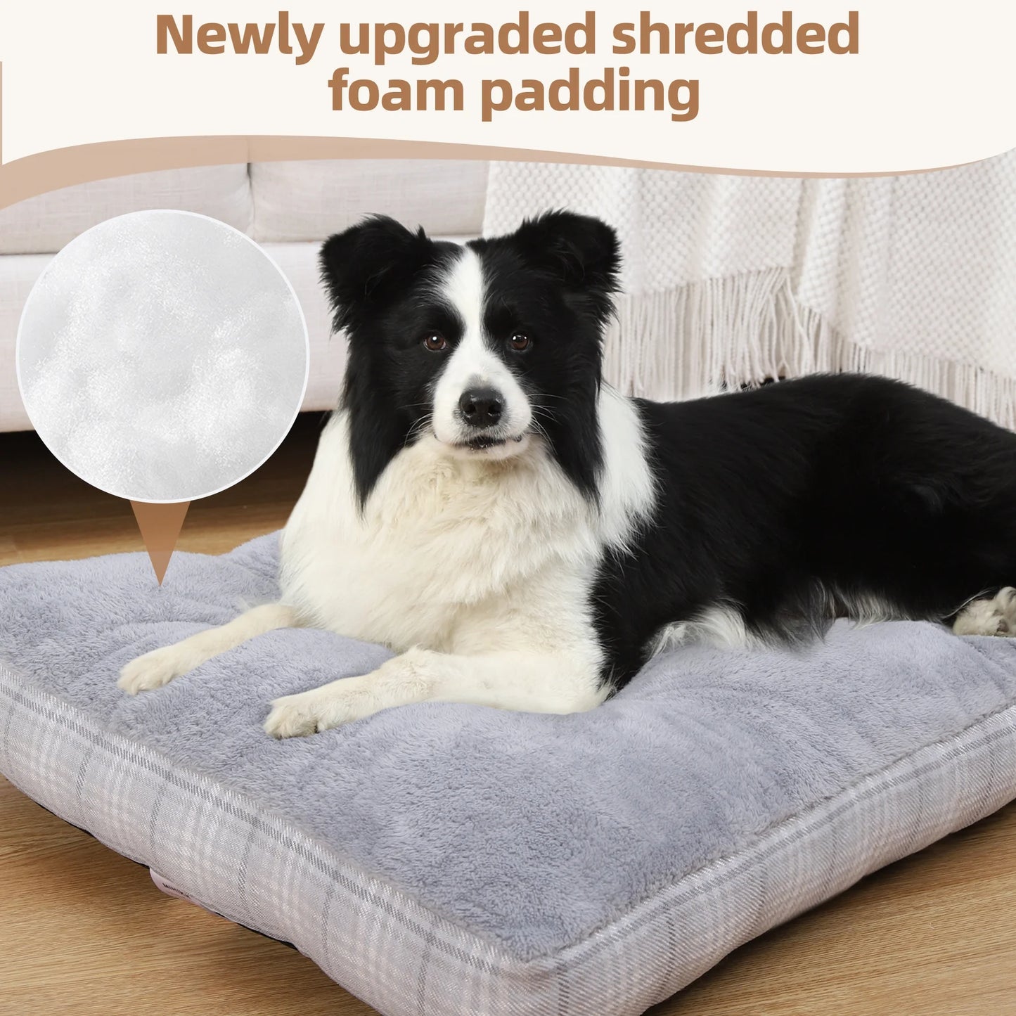 35-Inch Washable Dog Bed for Large Breeds with Anti-Slip Base and Durable Zipper, Ideal Pet Pad for Crates and Large Puppies