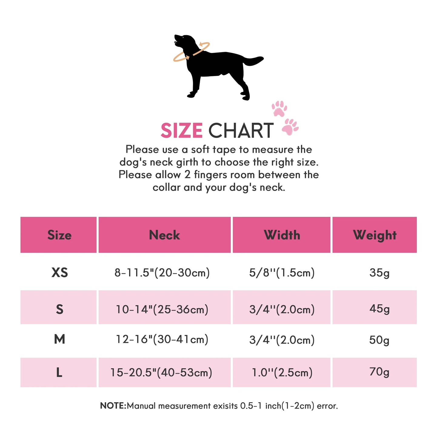 Heavy-Duty Soft Padded Leather Dog Collar for Medium Dogs (Hot Pink, Size M)