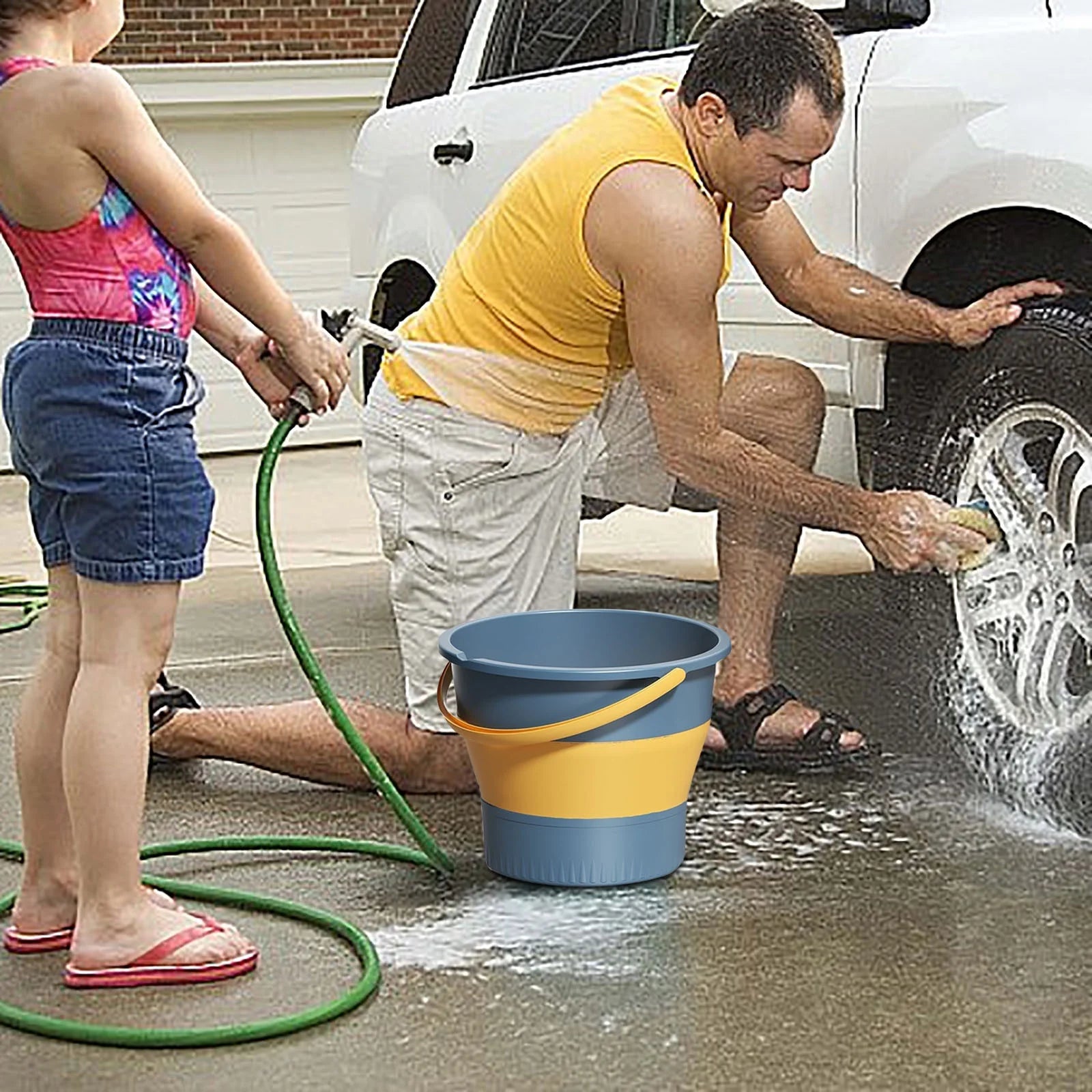 Collapsible Plastic Bucket,Foldable round Tub for House Cleaning,Space Saving Outdoor Waterpot,Portable Fishing Water Pail,For Garden or Camping