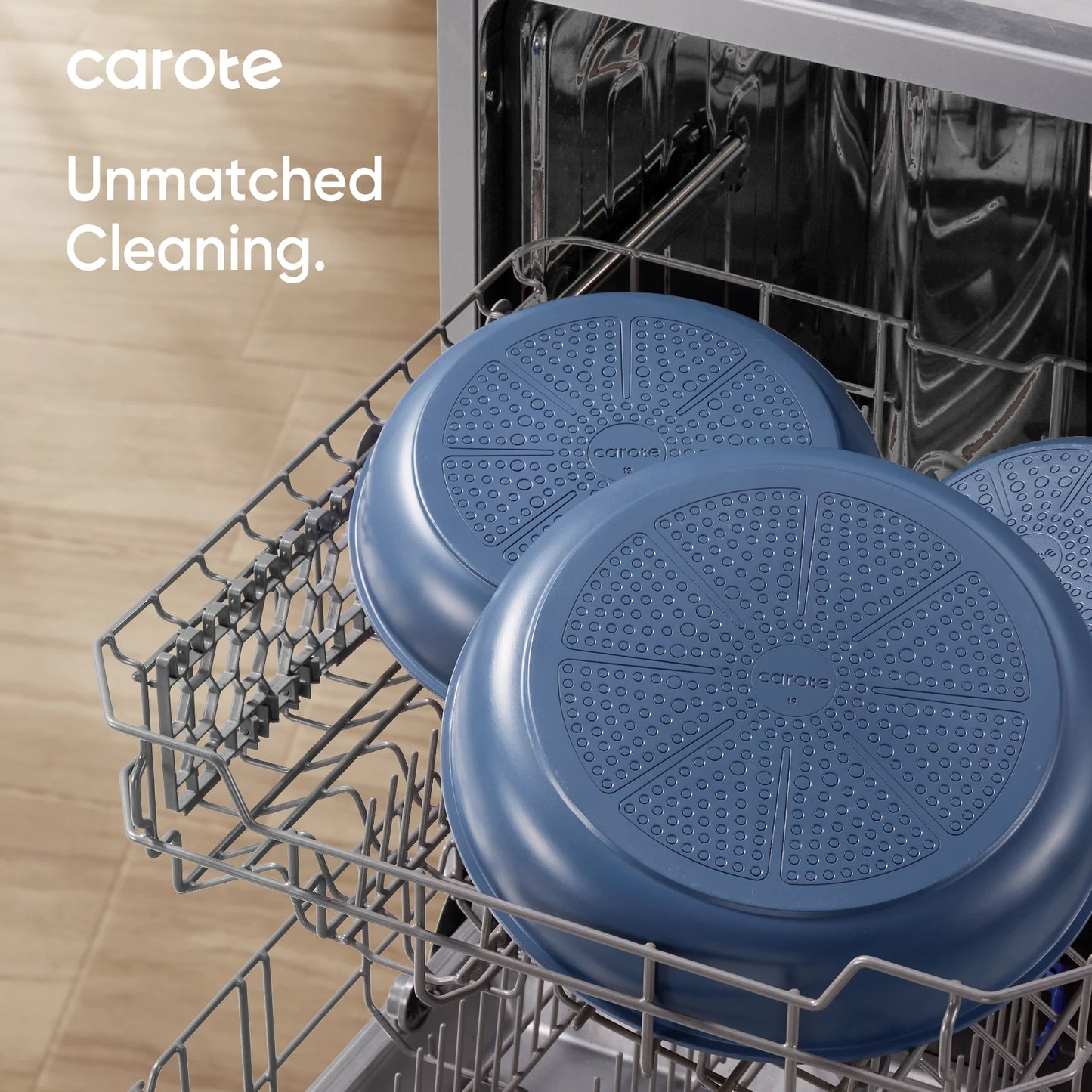 5-Piece Nonstick Cookware Set with Detachable Handles, Oven Safe and Induction Compatible, Stackable Kitchen Cooking Set in Navy Blue