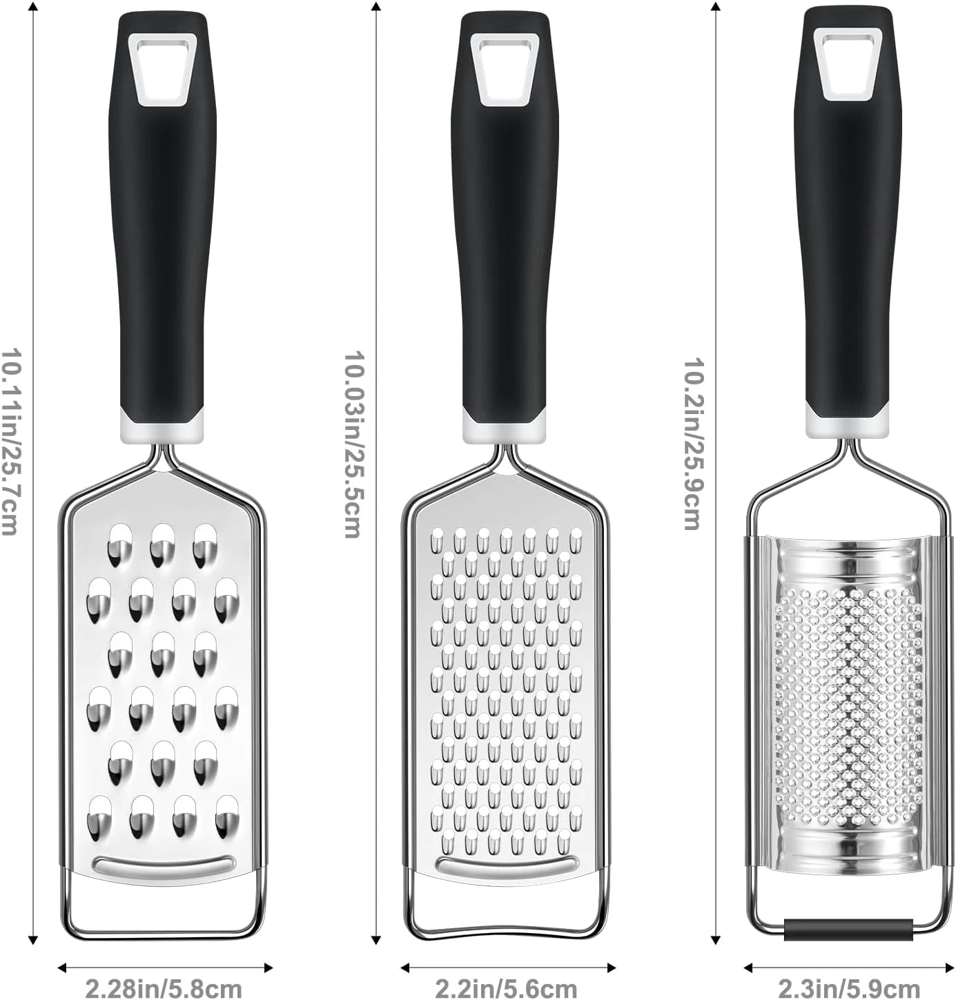 Cheese Grater, 3 Packs Stainless Steel Lemon Zester Grater with Silicone Handle for Cheese, Chocolate, Spices