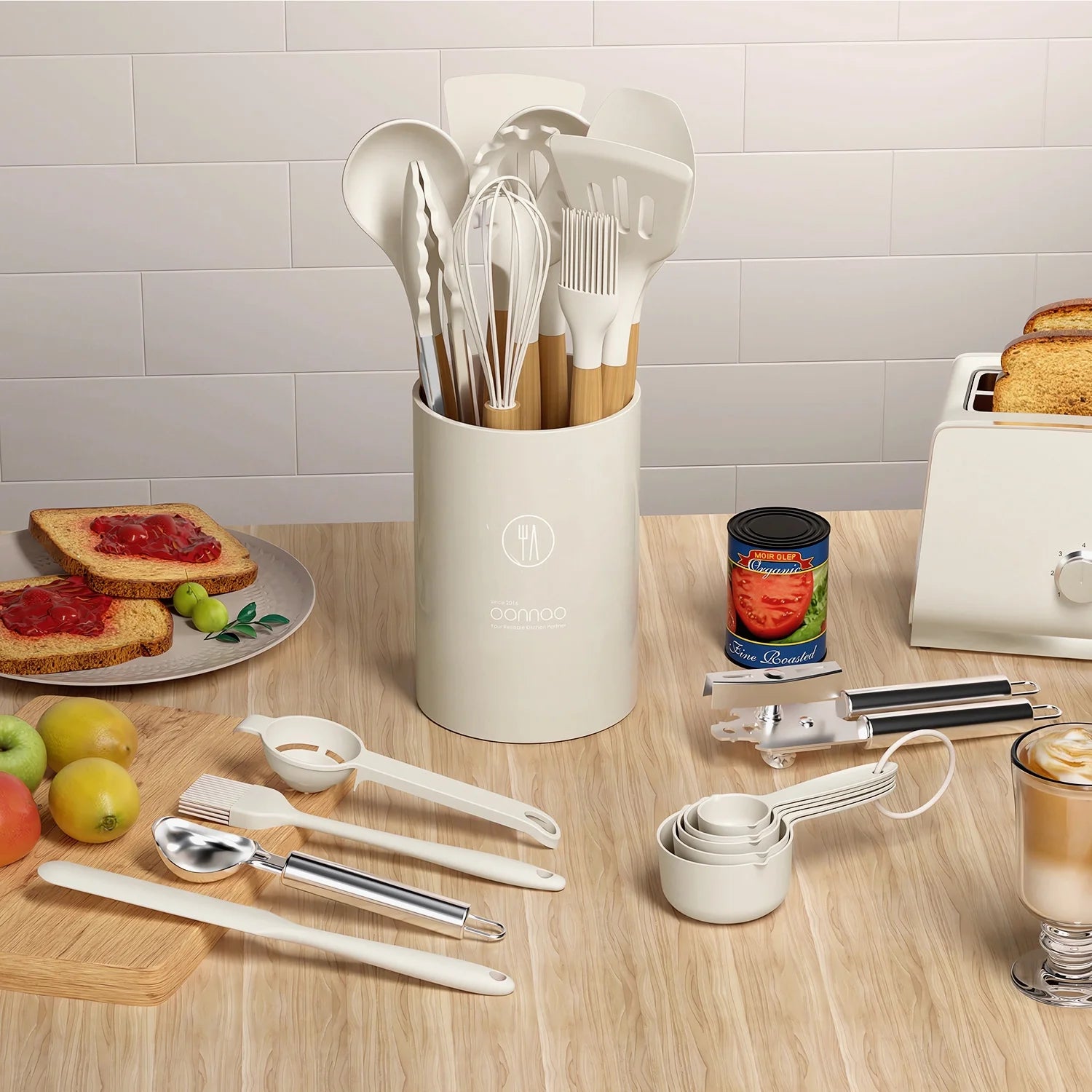 35 Silicone Cooking Utensils Set - 446°F Heat Resistant Silicone Kitchen Utensils for Cooking Sets, BPA FREE Kitchen Utensil Spatula Set for Non-Stick Cookware, Kitchen Gadgets (Cream White)