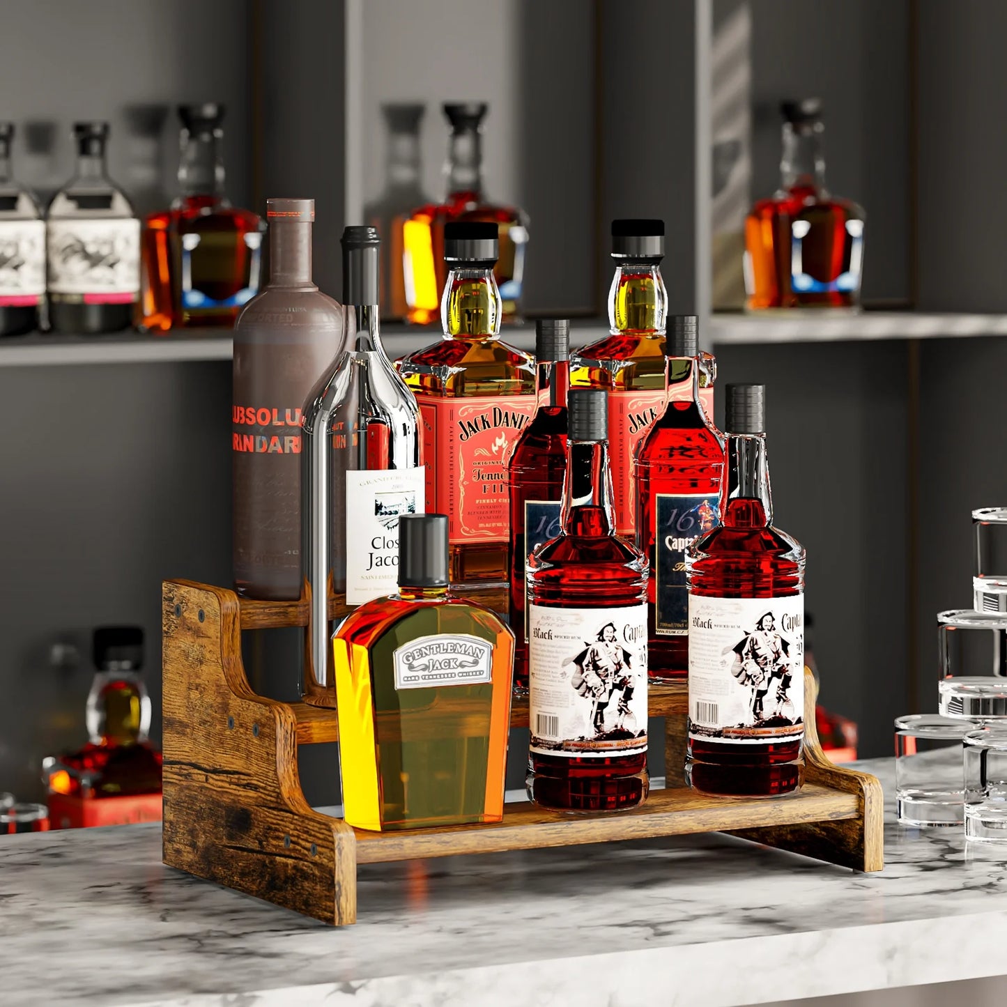 3-Tier Wood Step Shelf Spice Rack and Organizer