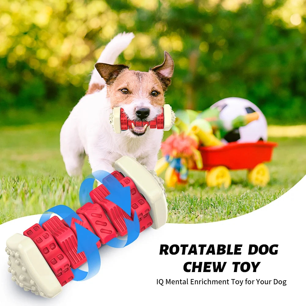 Interactive Chew Toys for Large Breed Dogs - Durable Enrichment Toys for Aggressive Chewers, Red