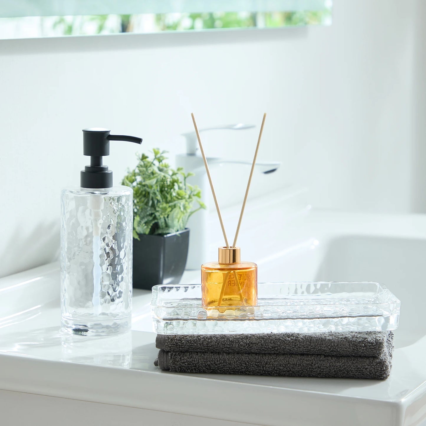 Hammered Glass Soap Pump